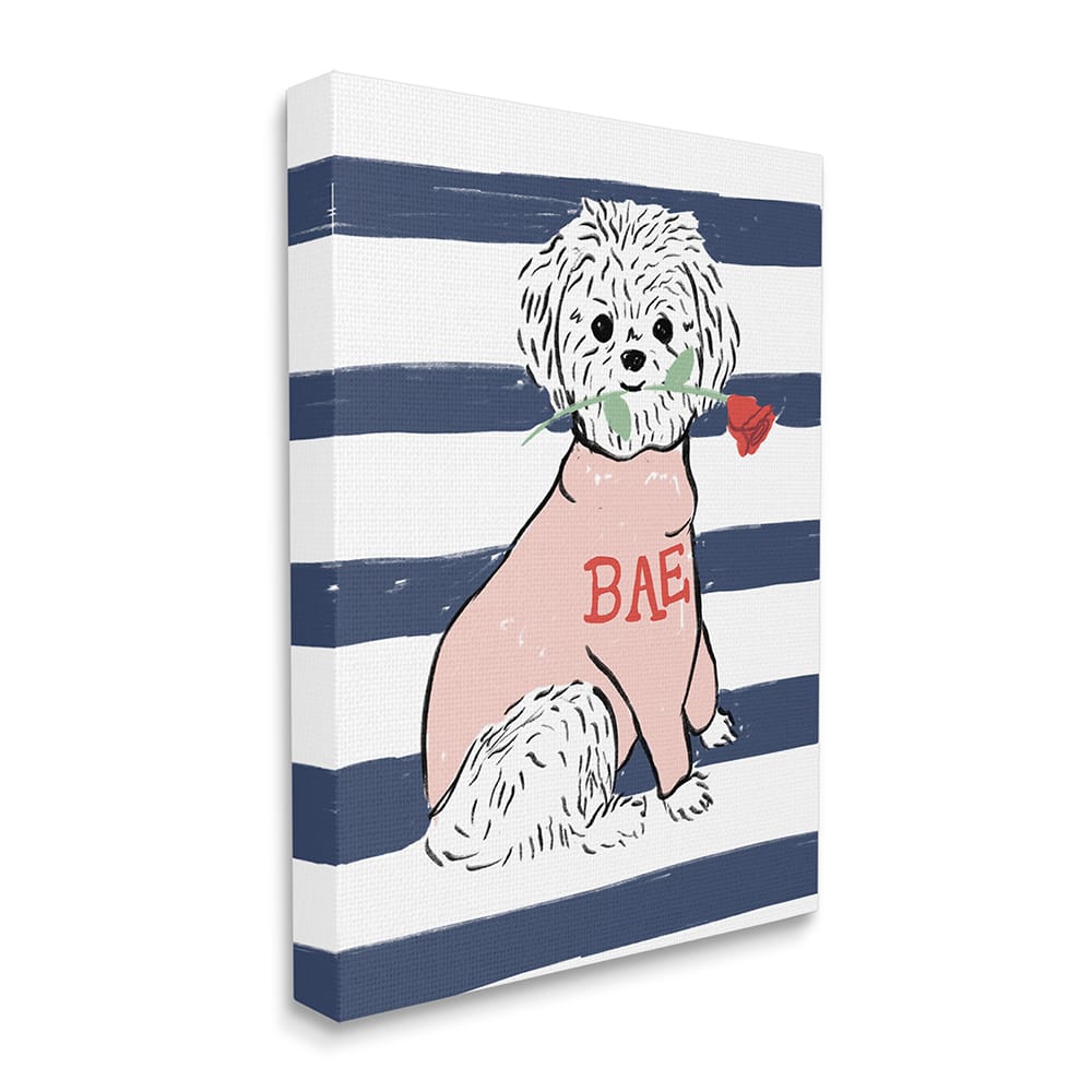 Stupell Industries Romantic Bichon Puppy Pink Bae Sweater Canvas Wall Art