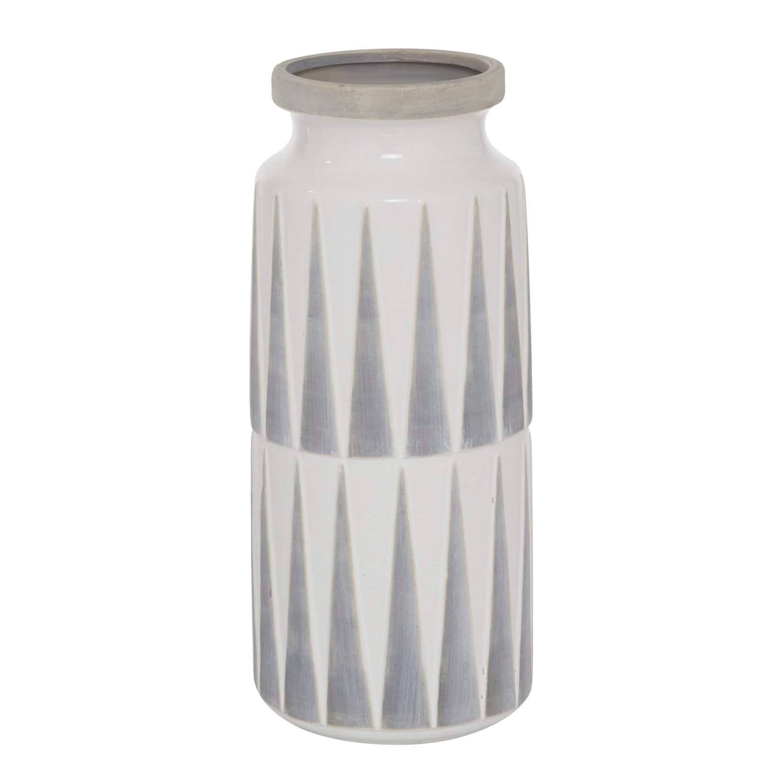 Gray Ceramic Traditional Vase, 13" x 6" x 6"