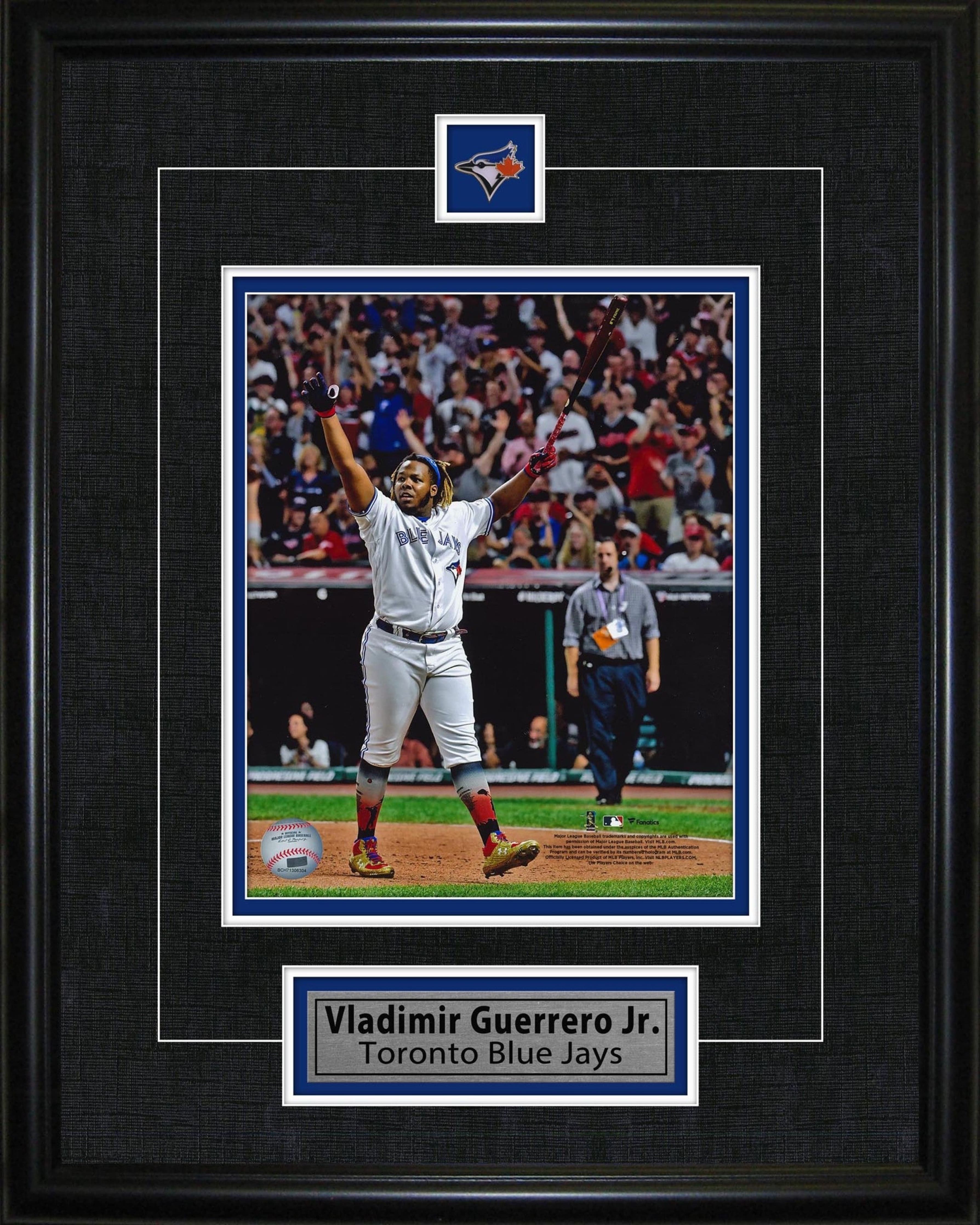 Vladimir Guerrero Jr. Framed 8" x 10" with Pin and Plate Toronto Blue Jays Celebration-V 16" x 20"
