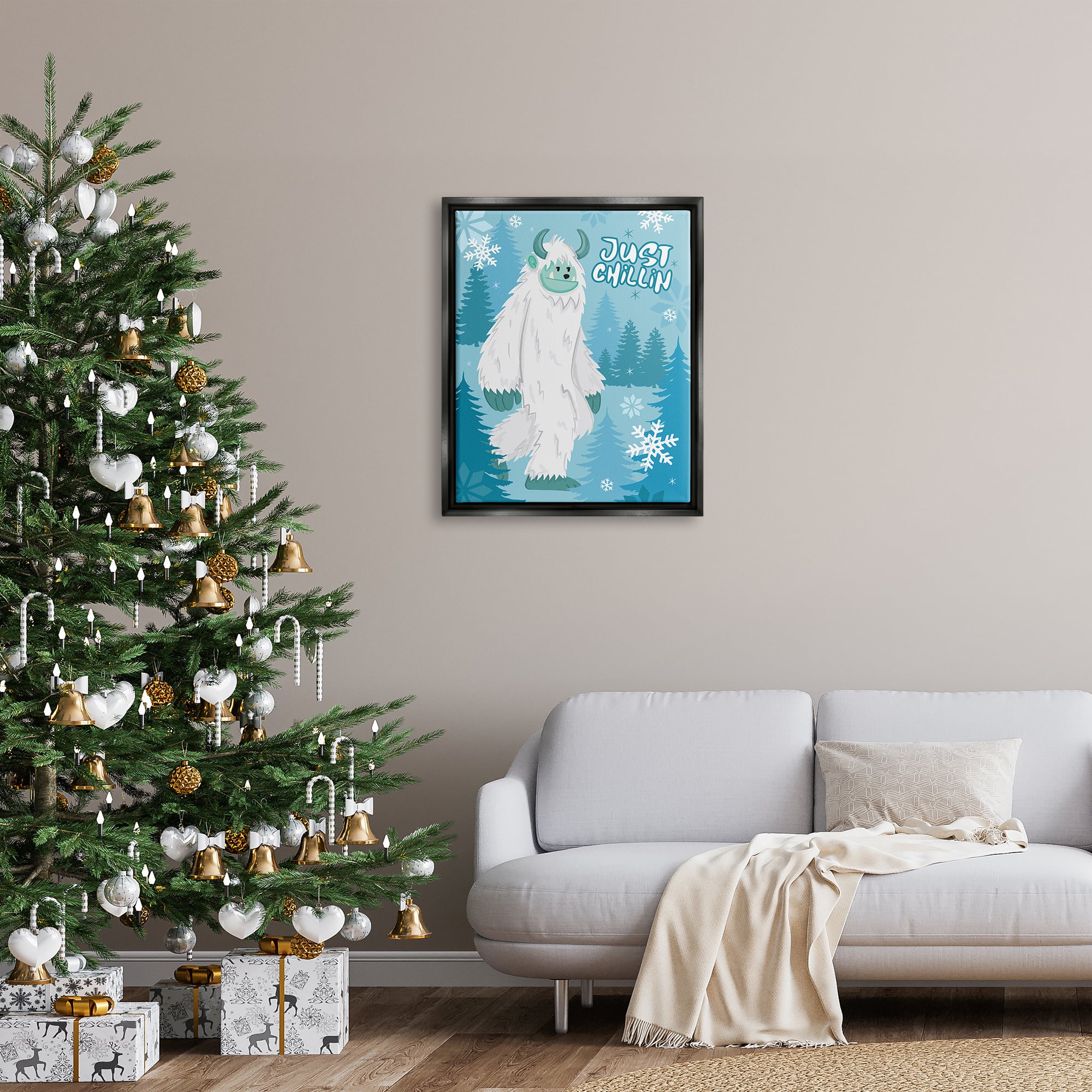 Stupell Industries Just Chillin Funny Winter Yeti Framed Floater Canvas Wall Art