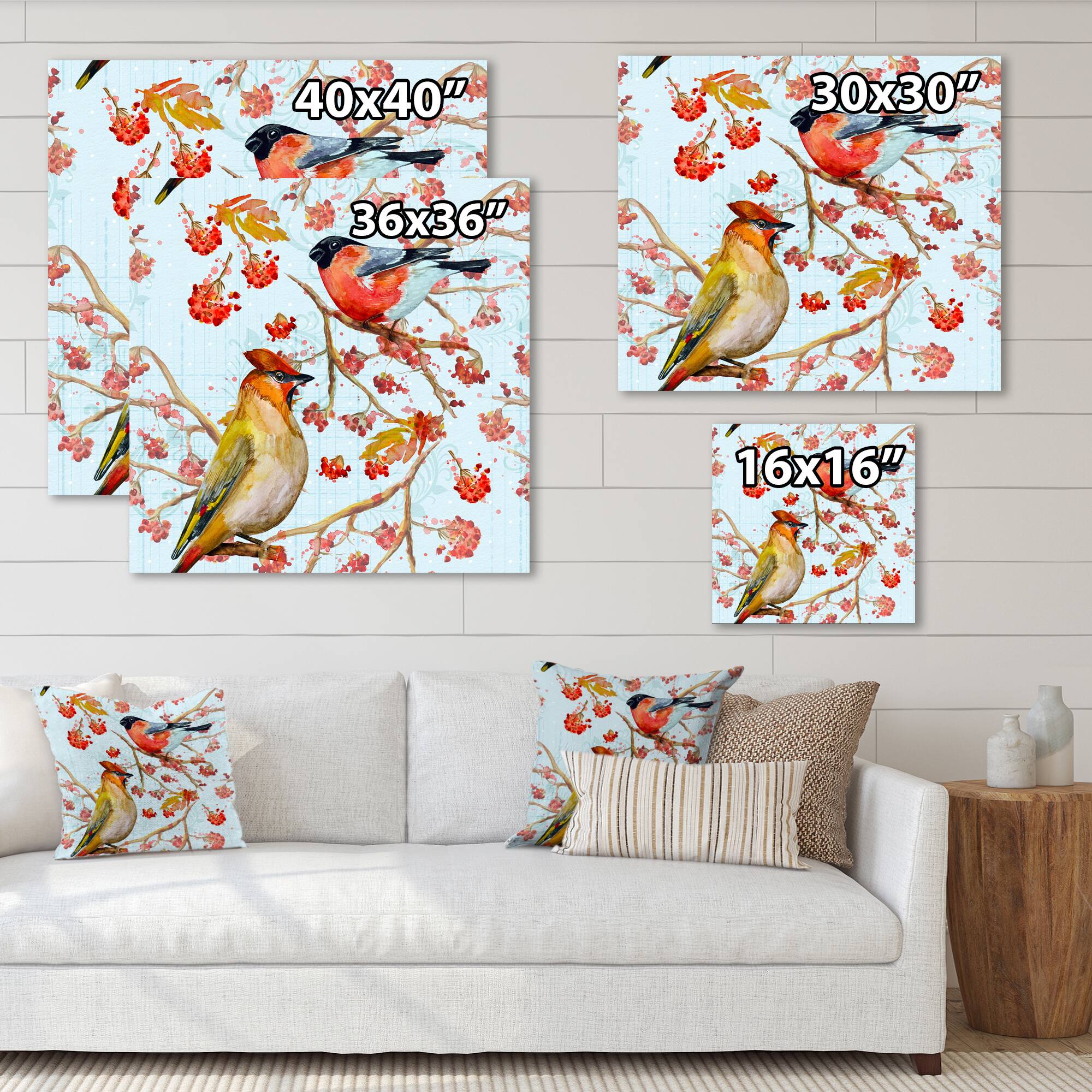 Designart - Two Birds On Branches During Autumn