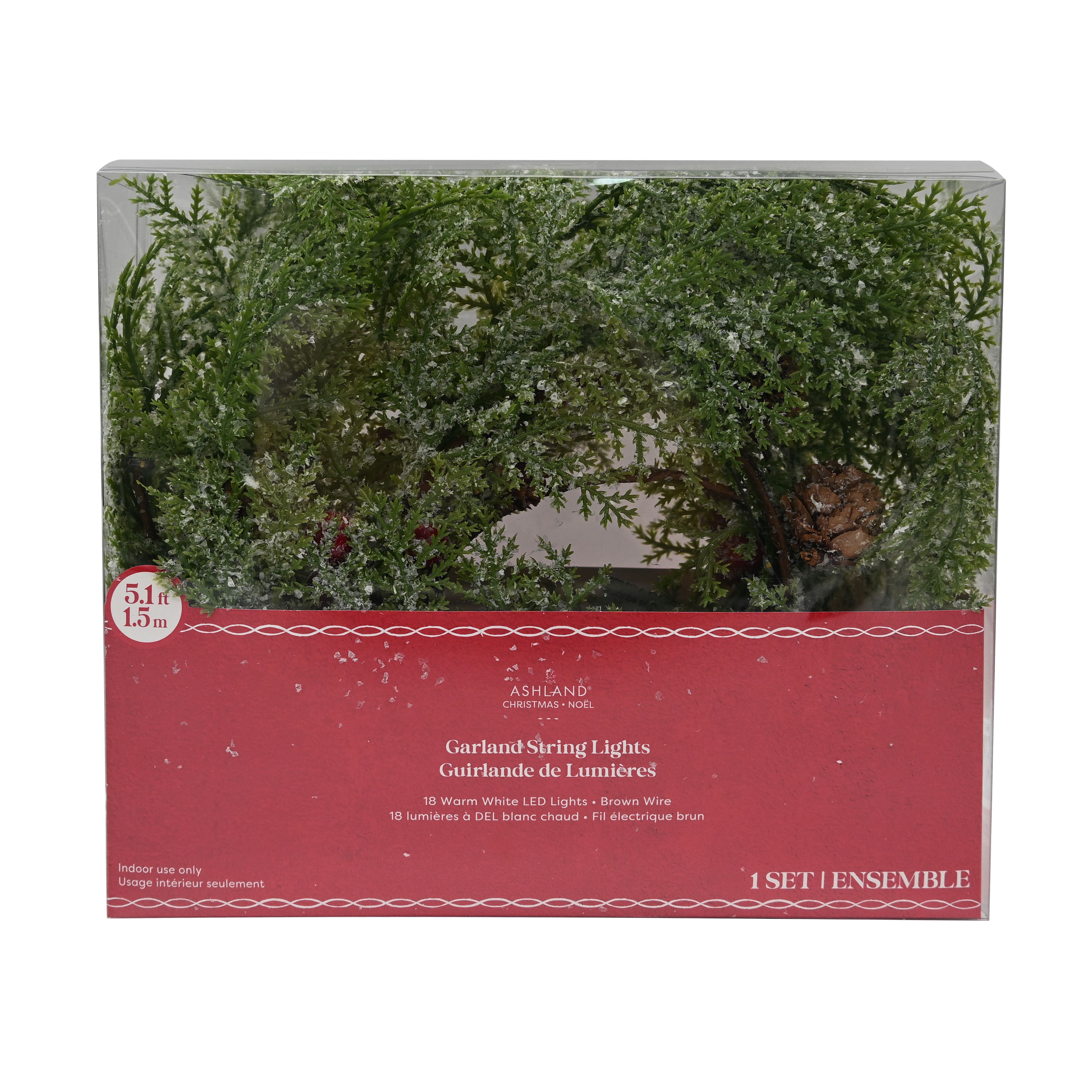 18ct. Warm White LED Pinecone & Red Berry Garland String Lights by Ashland®