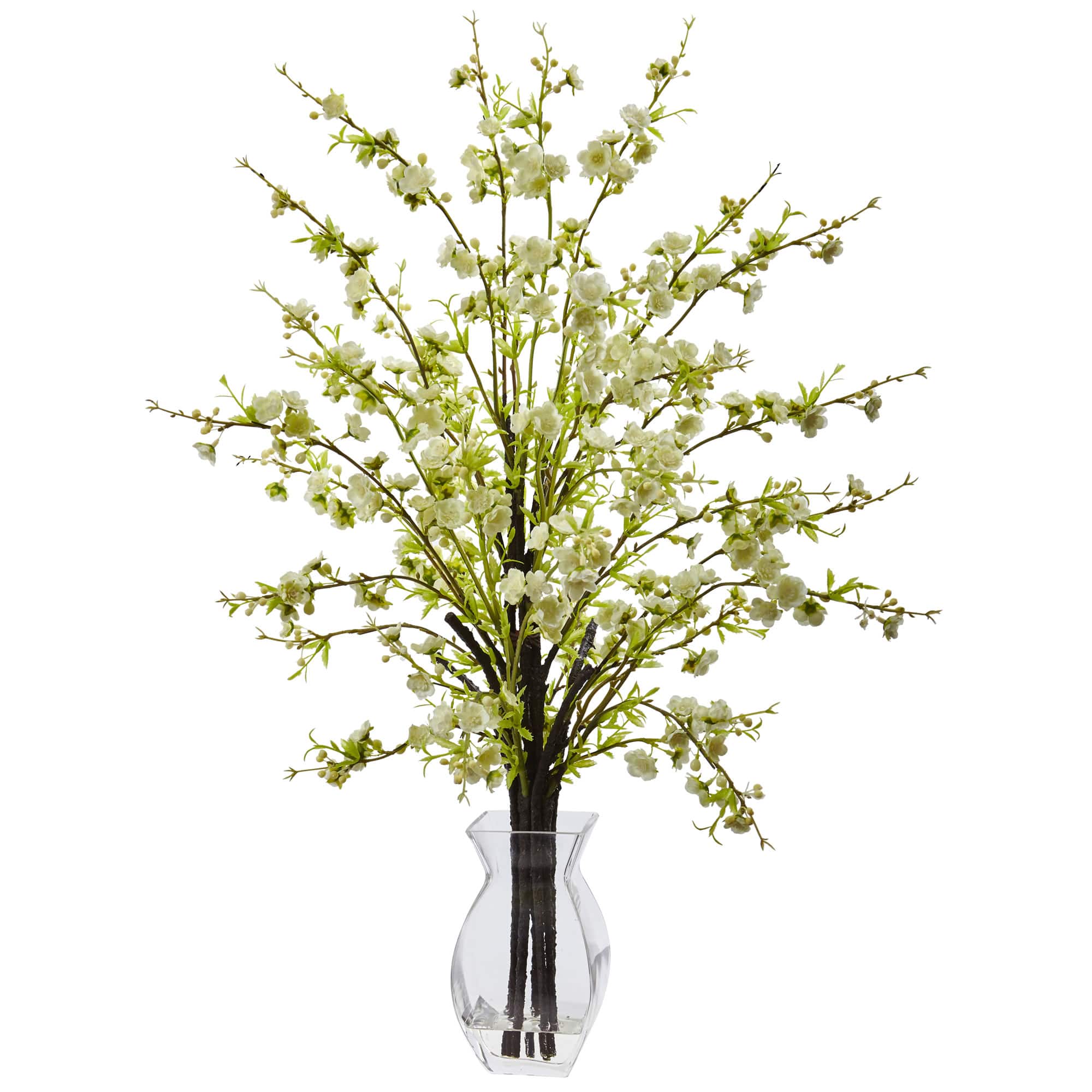 2ft. White Cherry Blossom in Glass Vase