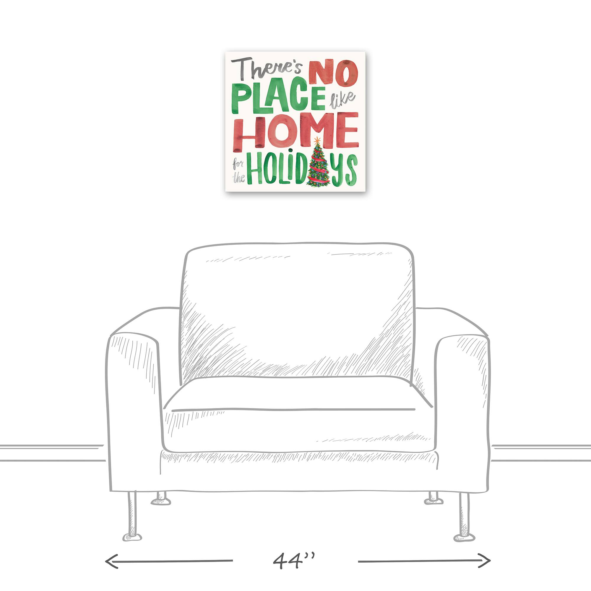 There's No Place like Home for the Holidays Typography Canvas Wall Art