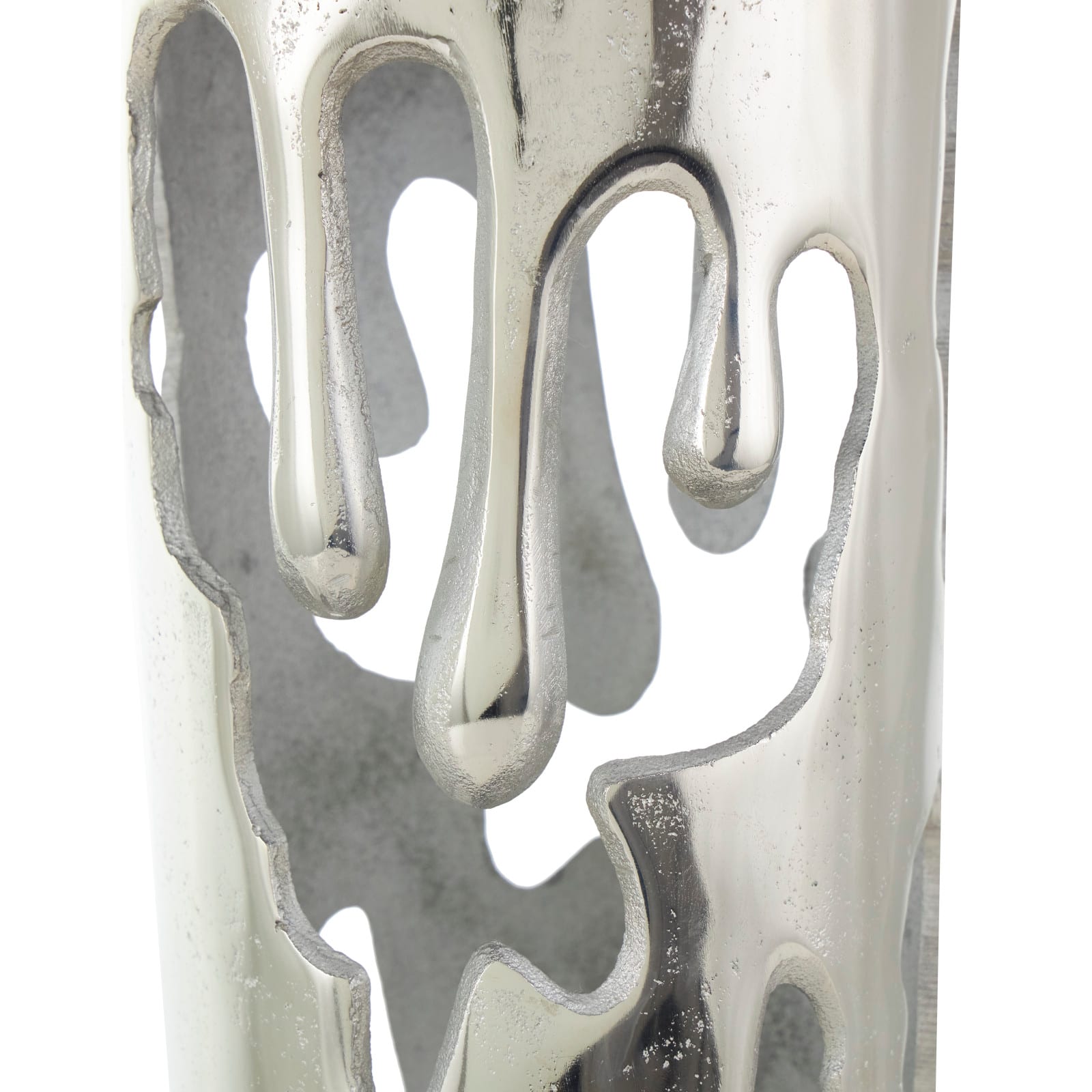 31" Silver Aluminum Drip Vase with Melting Designed Body