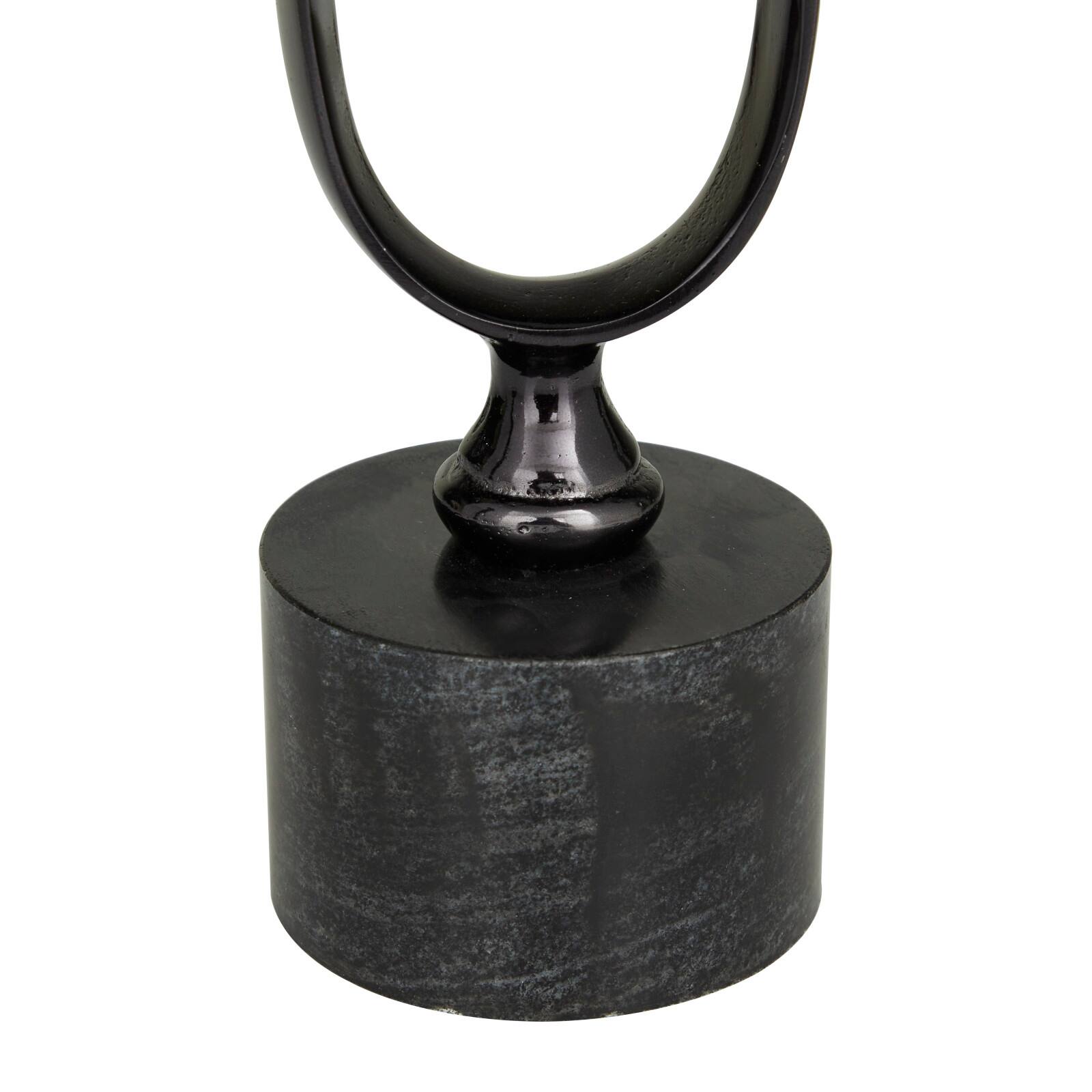 Black Aluminum Modern Candle Holder Set, 15'' & 19''