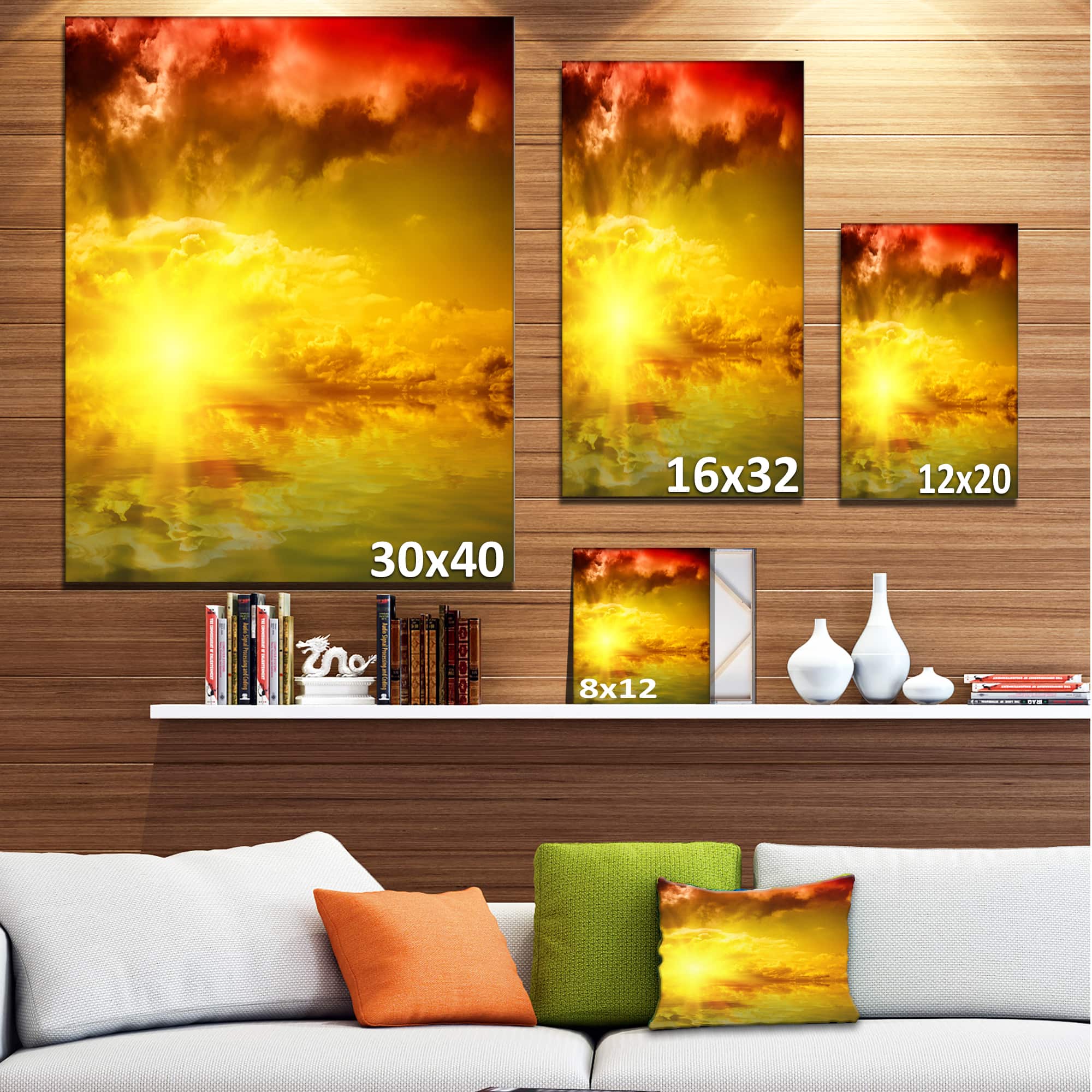 Designart - Red Dramatic Sky with Yellow Sun
