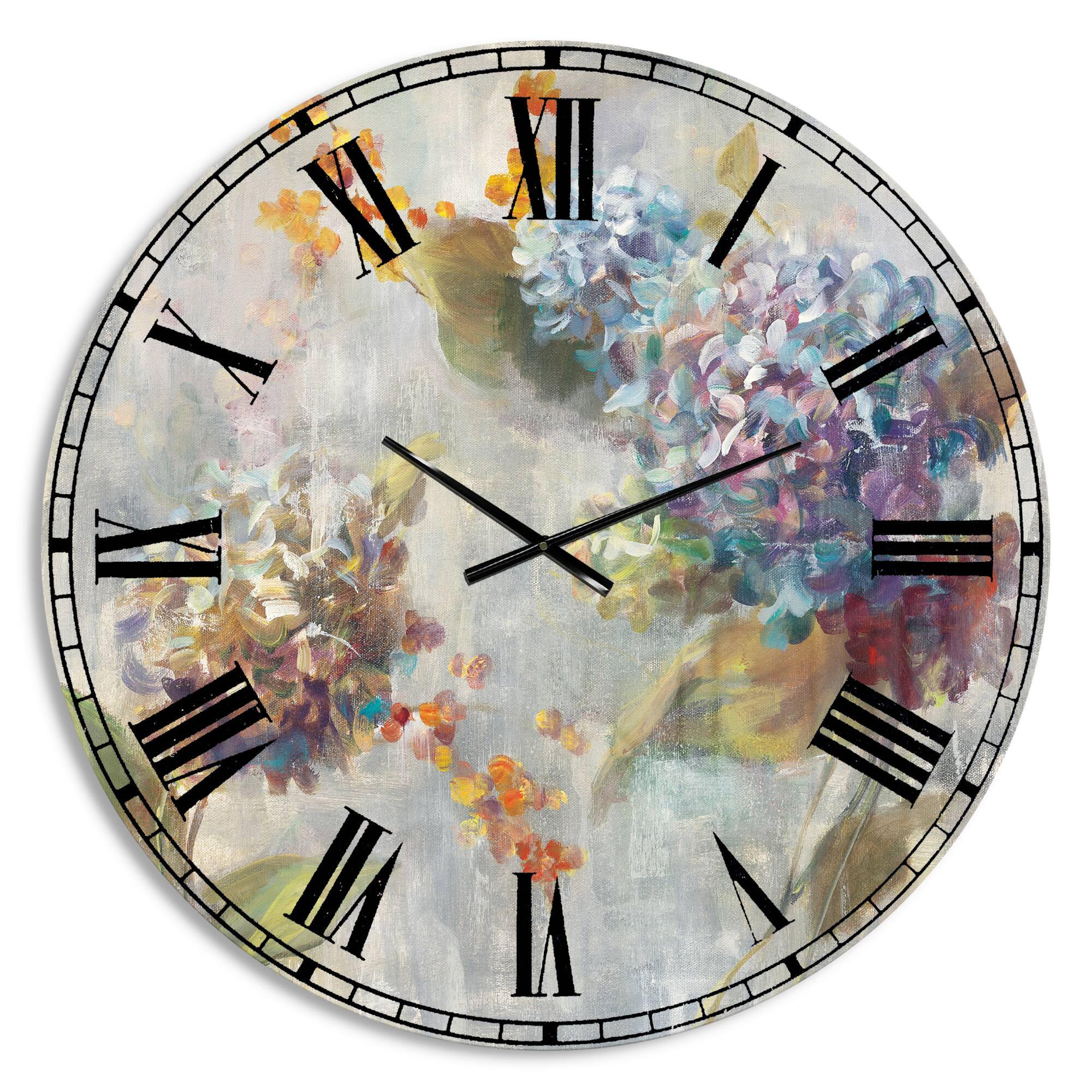 Designart 'Autumn Hydrangea Traditional Wall Clock
