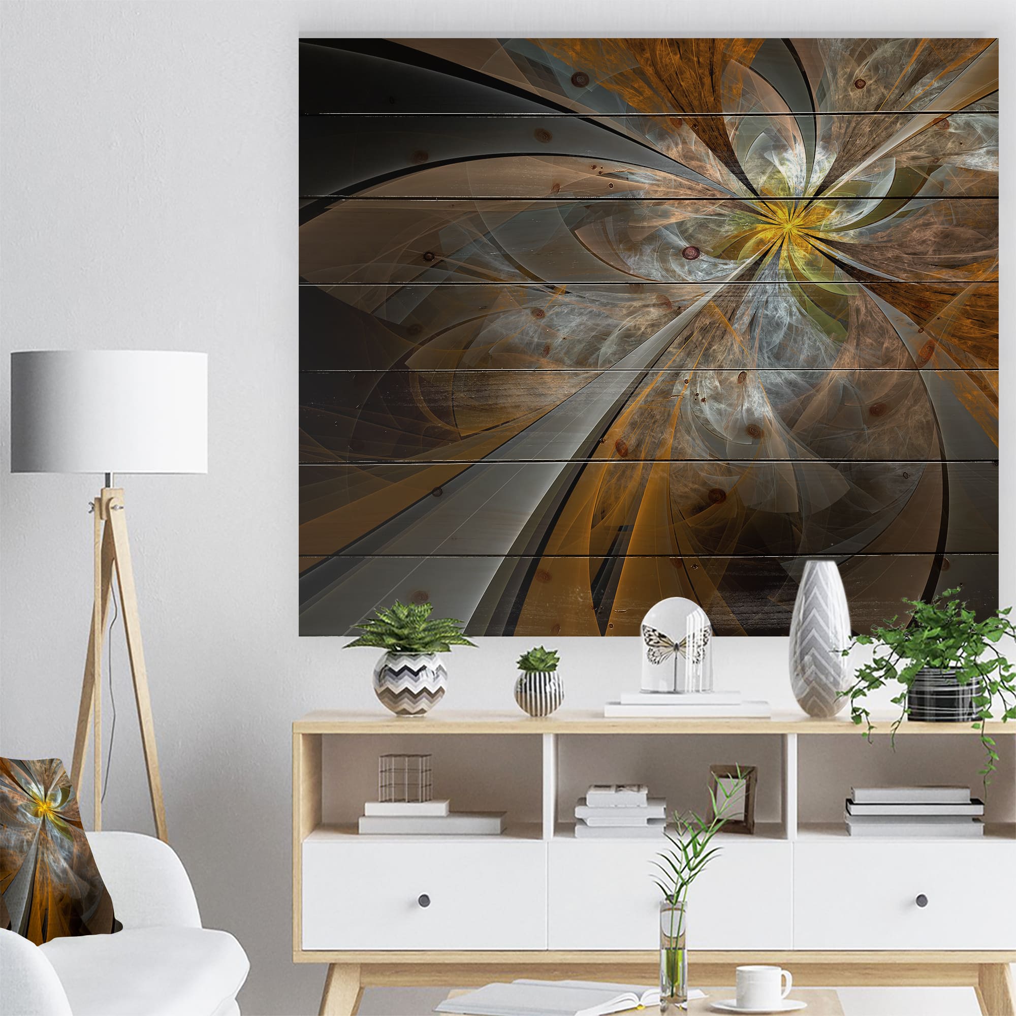 Designart - Symmetrical Yellow Fractal Flower