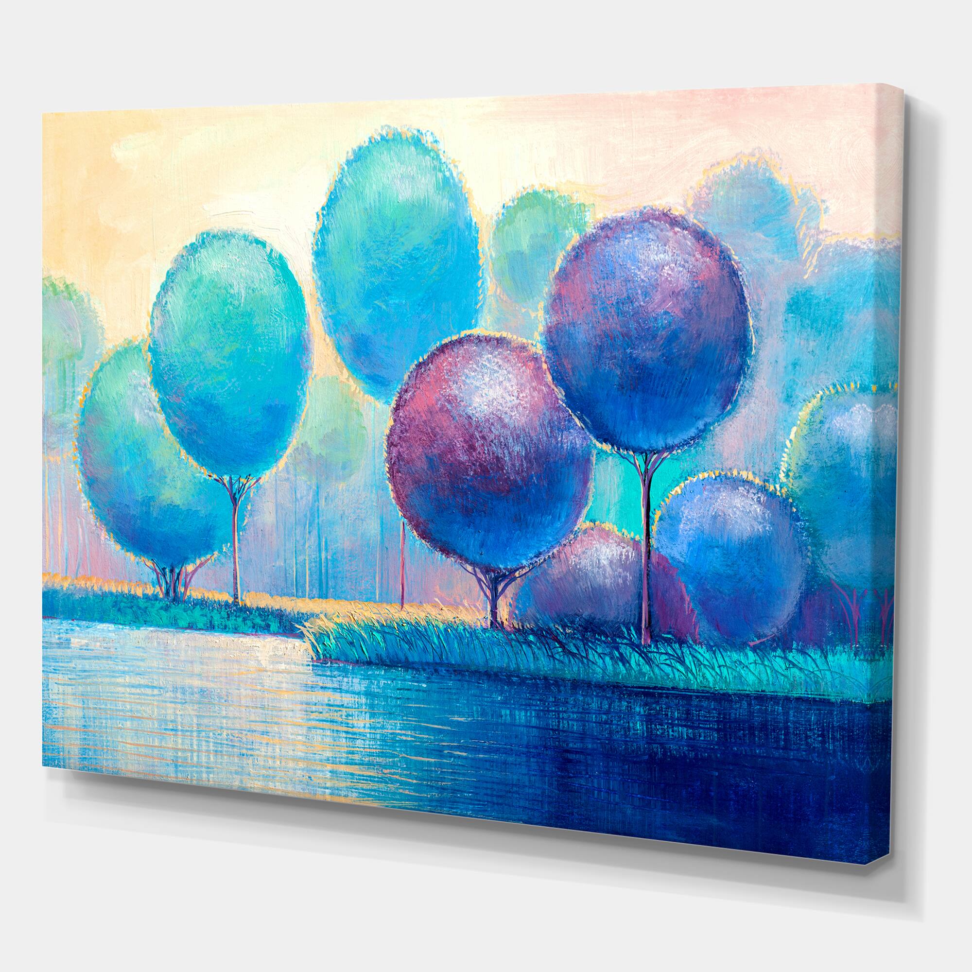 Designart - Colourful Ornamental Trees V - Modern Canvas Wall Art Print