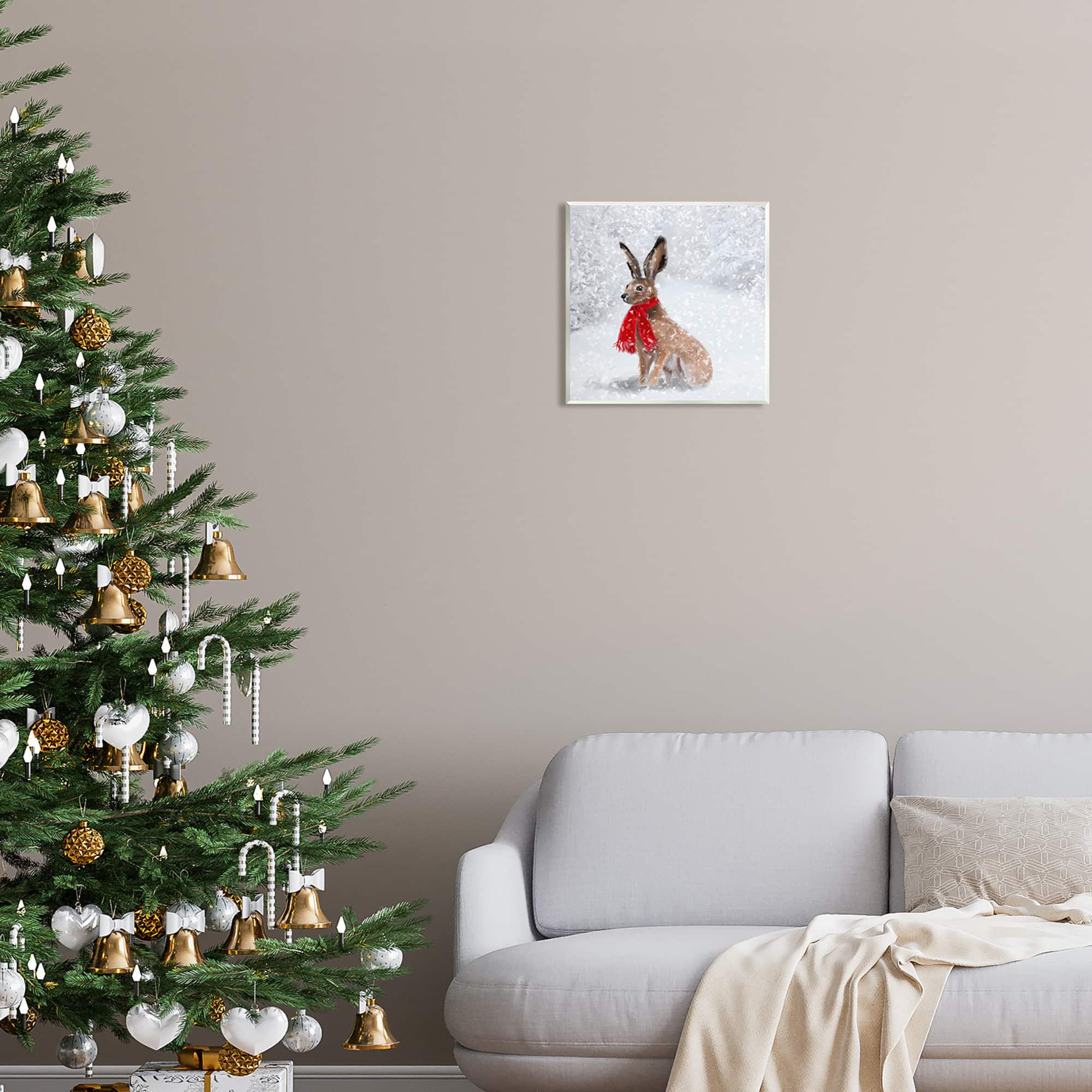 Stupell Industries Winter Rabbit in Red Scarf Wall Art Plaque