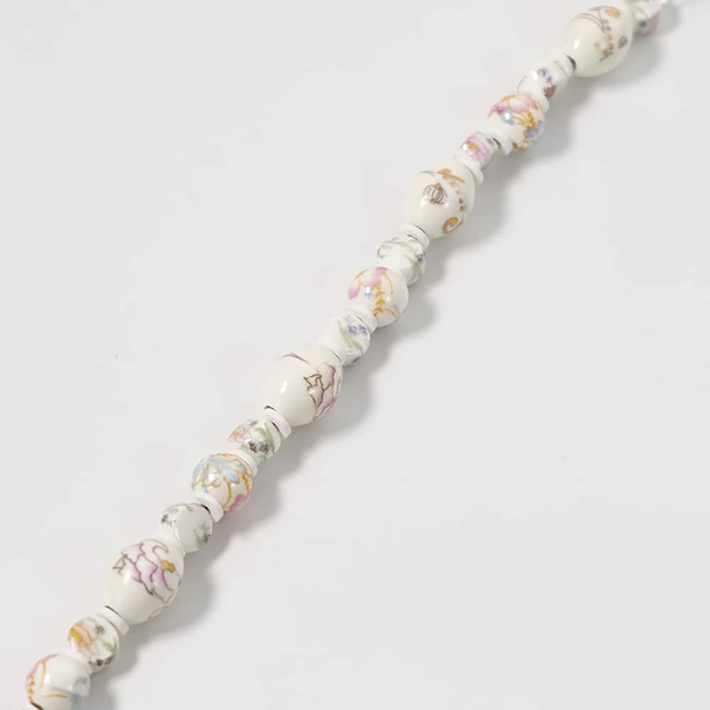 Jesse James Beads White & Pink Floral Ceramic Bead Mix