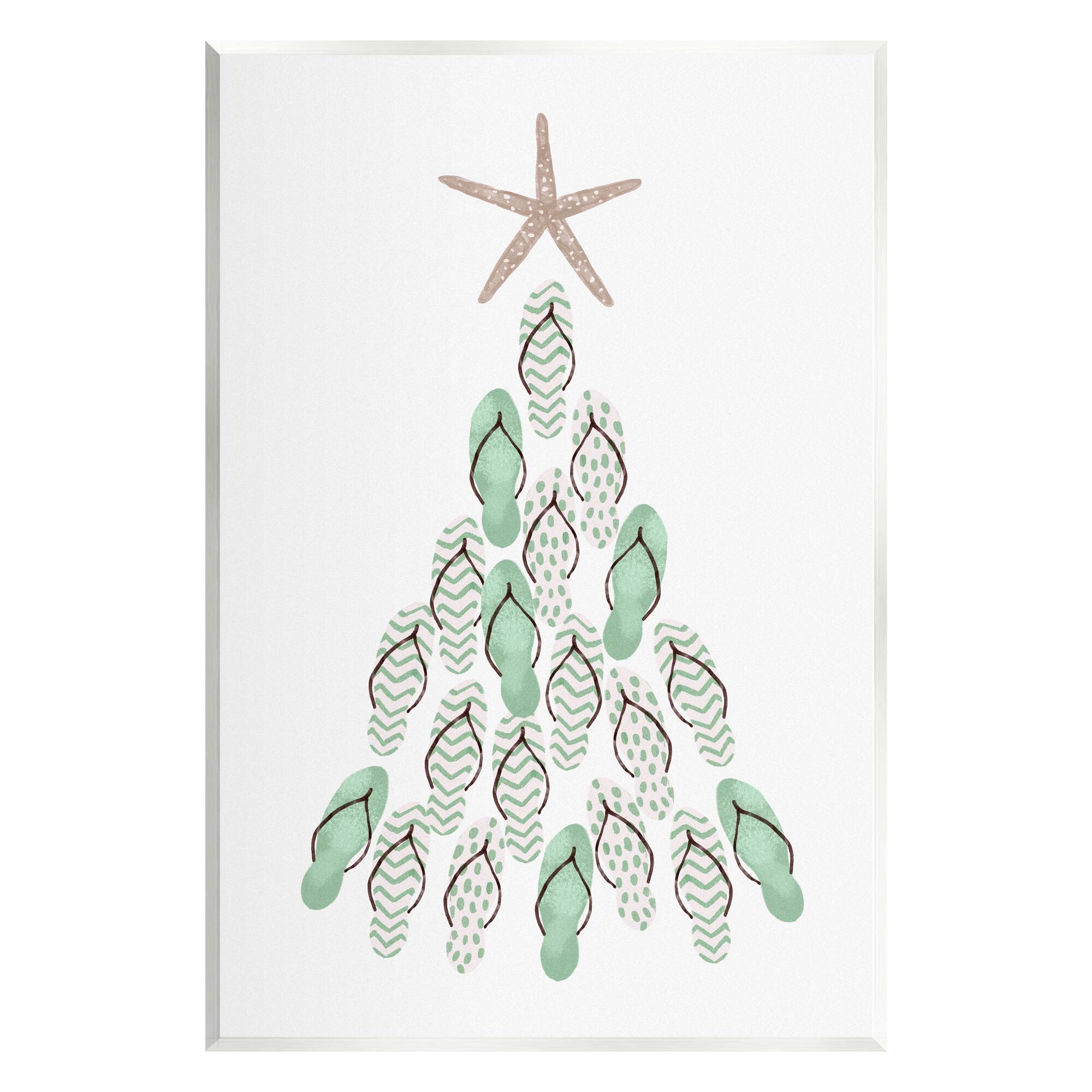 Stupell Industries Flip Flop Beachy Christmas Tree Wall Plaque Art