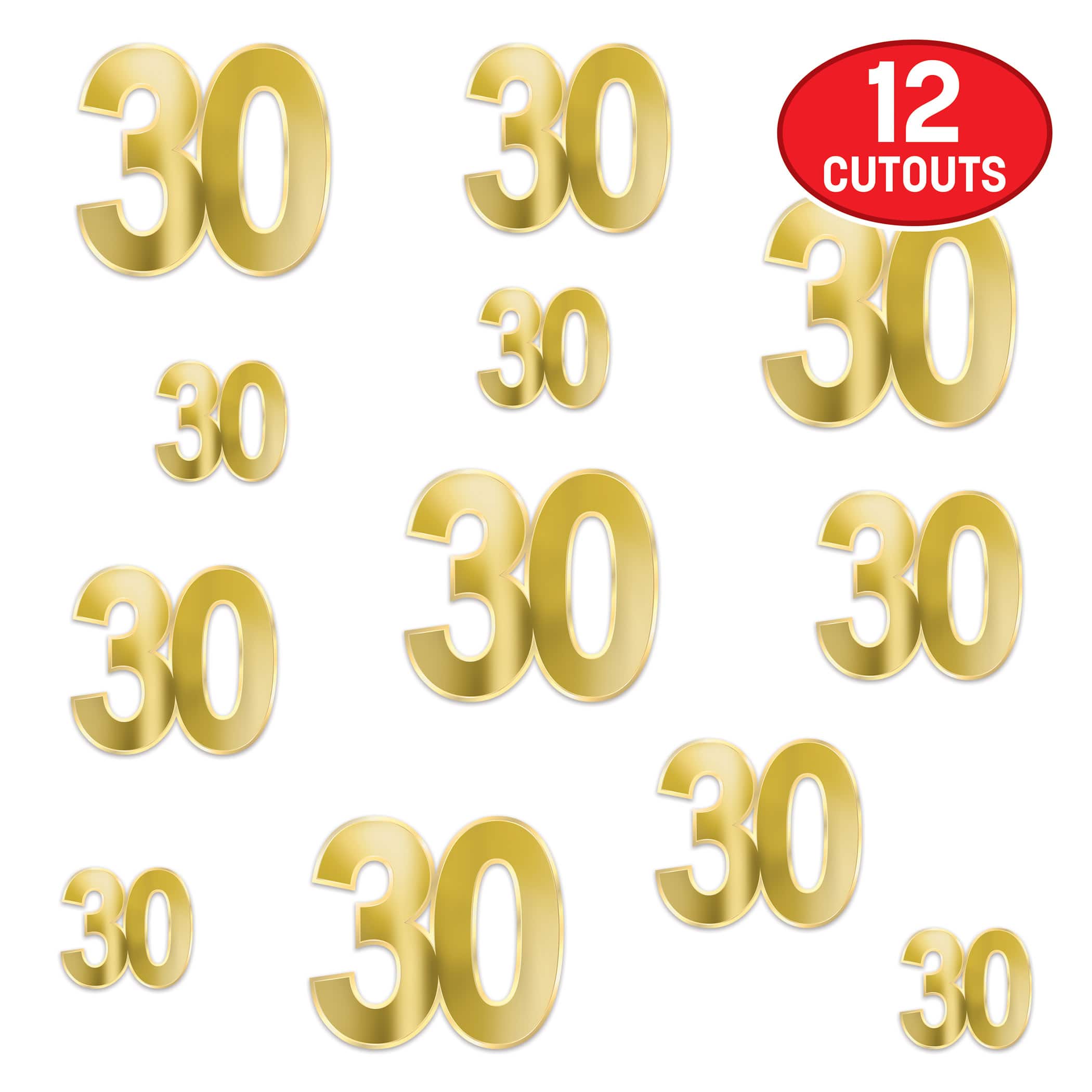 Beistle Gold Foil 30th Birthday Cutouts, 12ct.