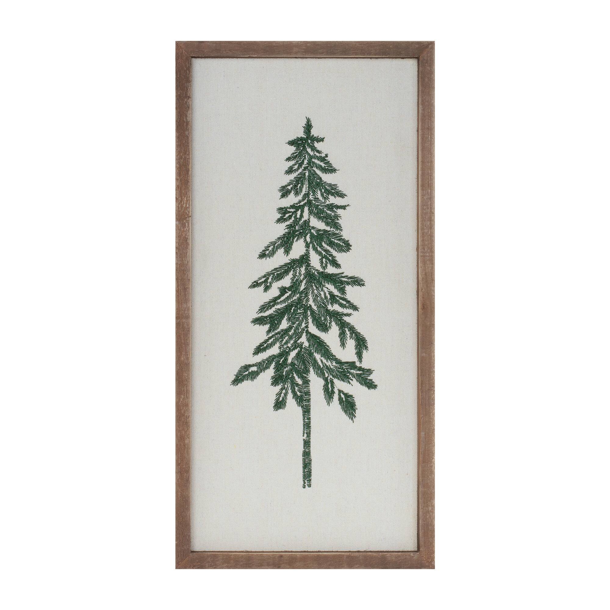Melrose 18" x 9" Embroidered Pine Tree Wall Art Set
