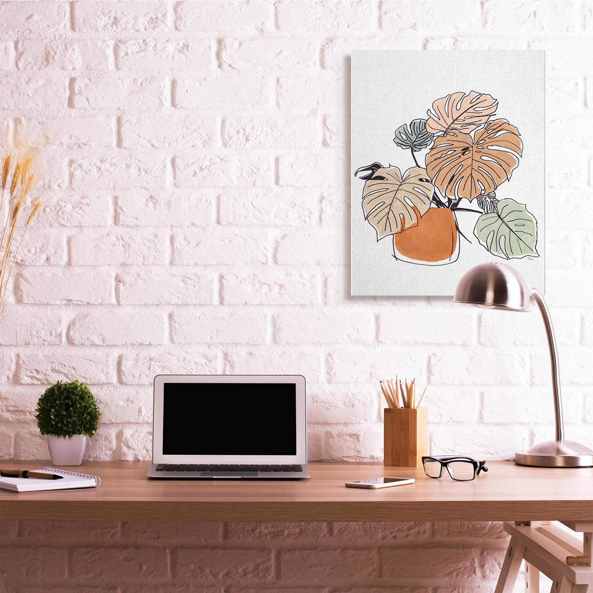Stupell Industries Playful Monstera Leaves Tropical House Plant Canvas Wall Art