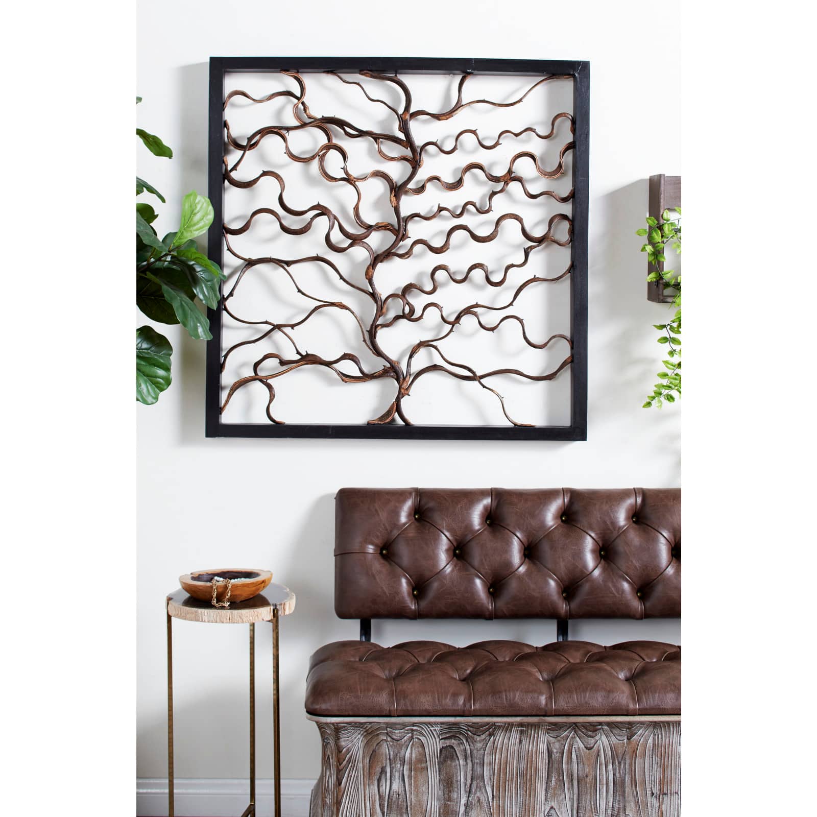 Brown Tree Teak Wood Rustic Wall Decor Set