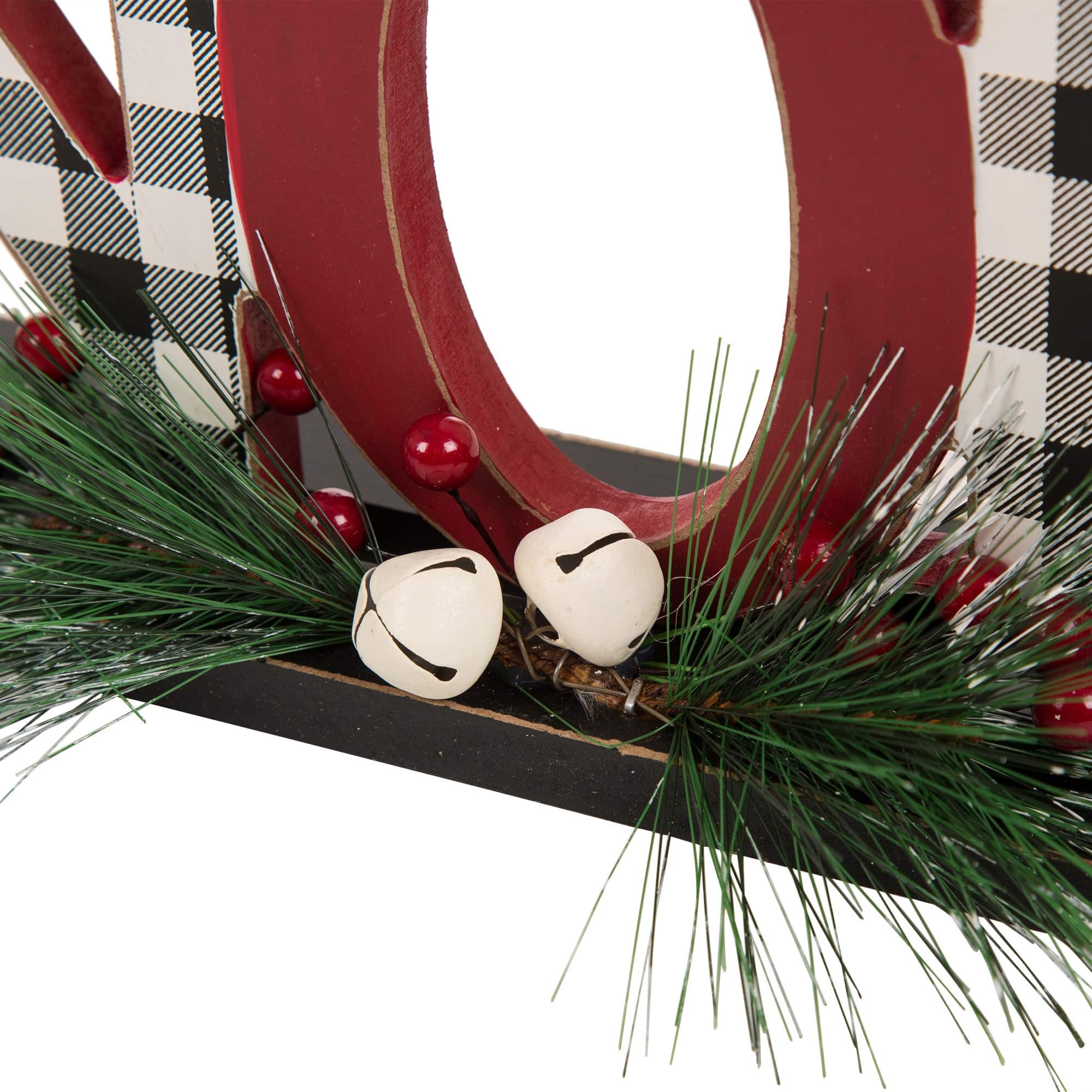 Glitzhome® 15" Wooden Plaid "NOEL" Tabletop Décor