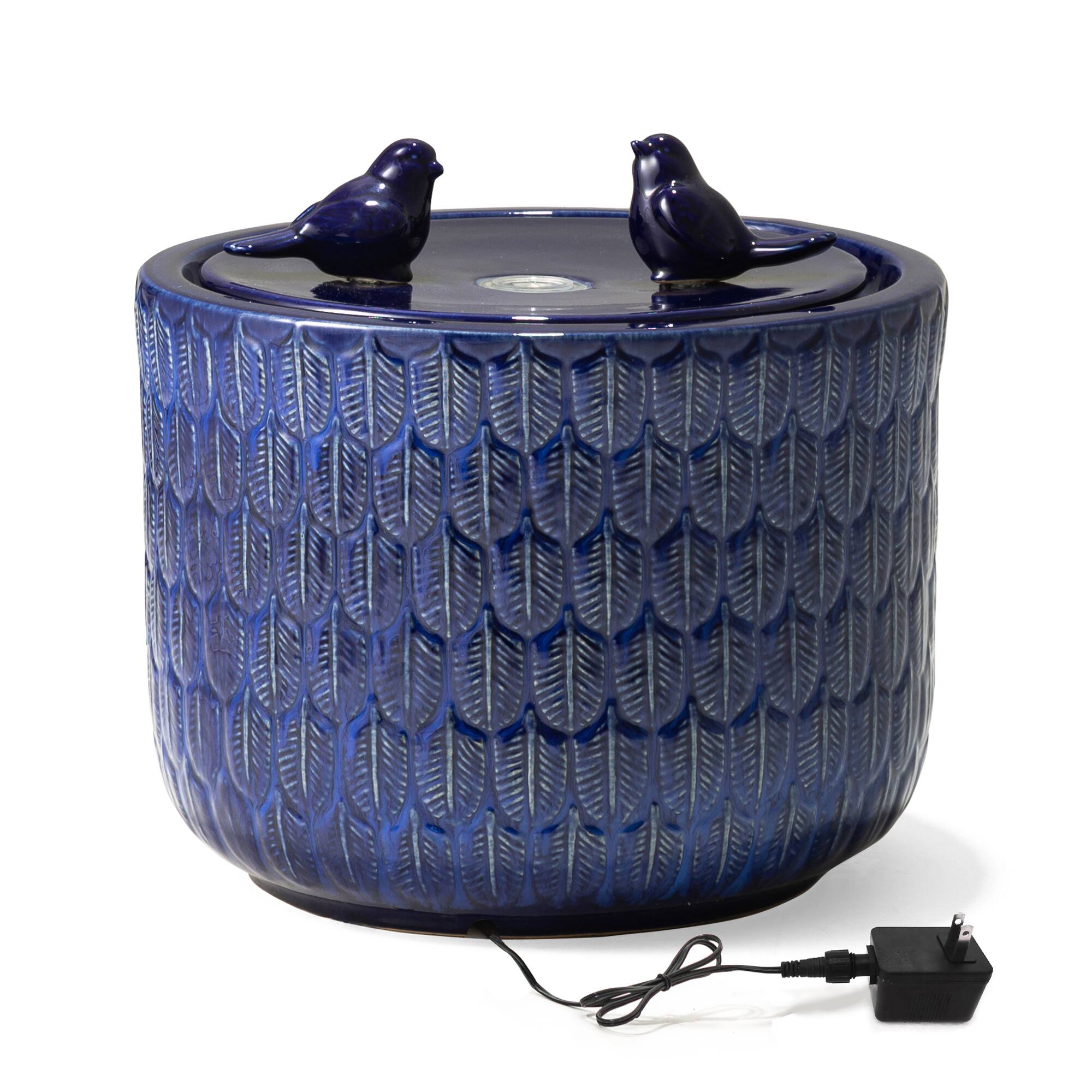 Glitzhome® 15" LED Bird Cylindrical Ceramic Fountain