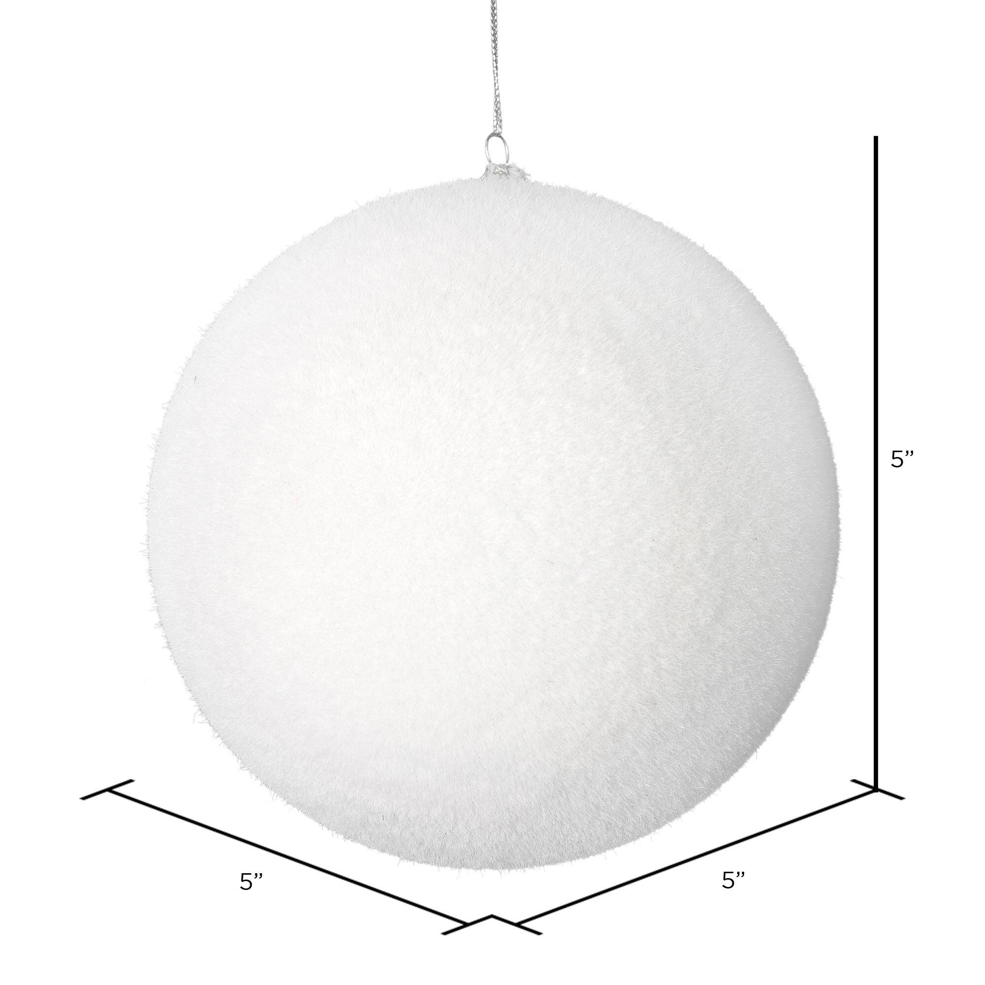 Vickerman 5" White Flocked Ball Ornaments, 4ct.