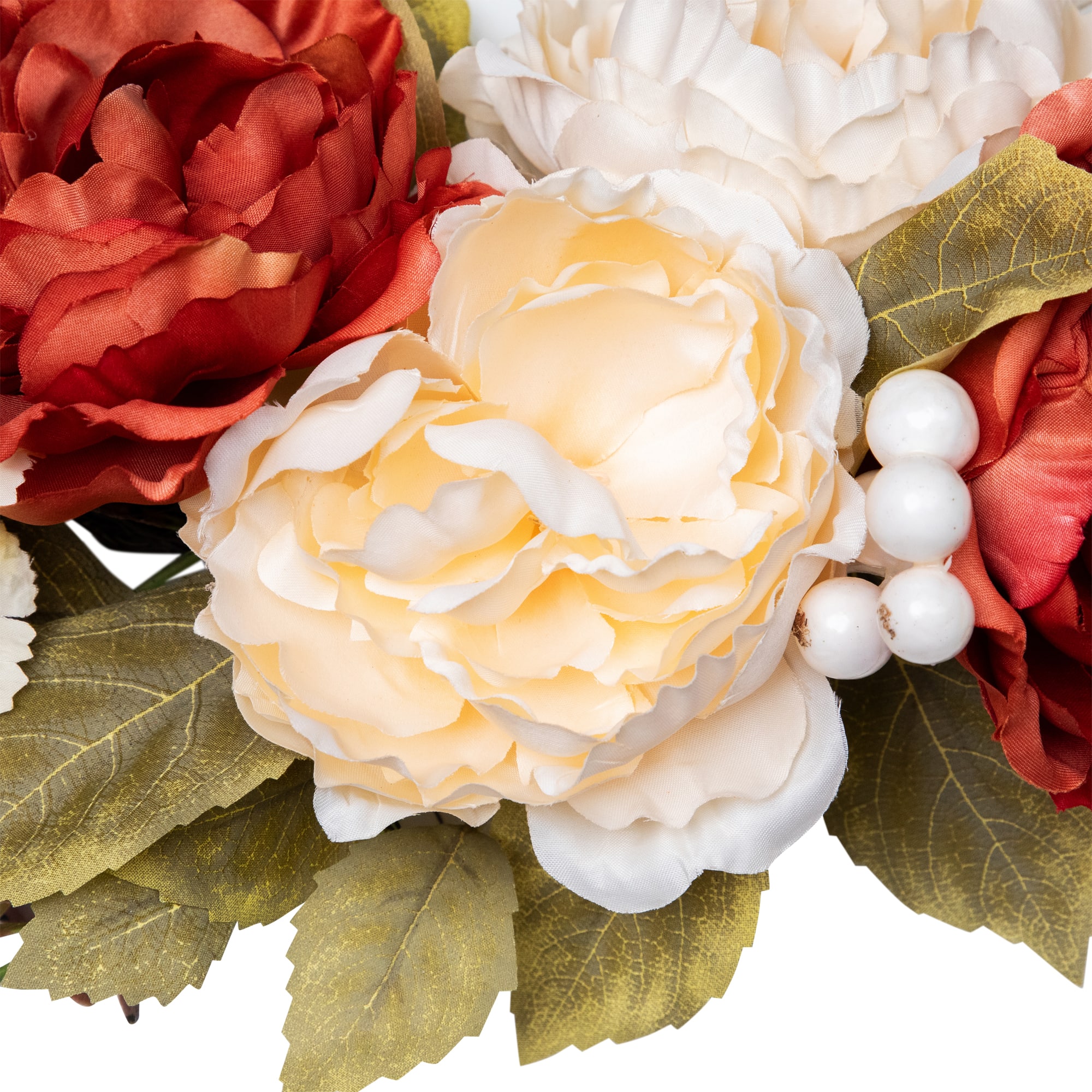 21" Autumn Harvest Artificial Floral Half Wreath with Fall Foliage