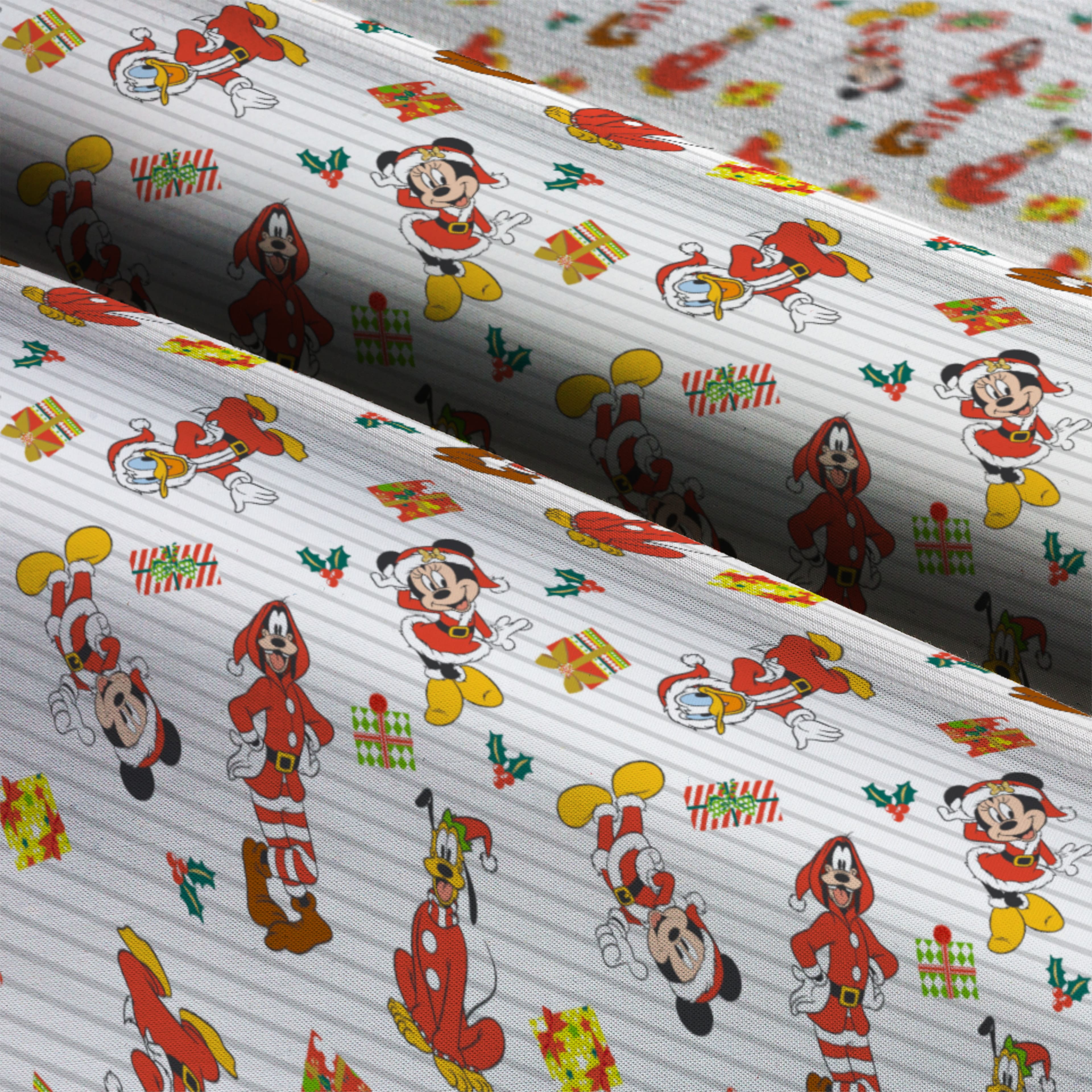 Disney® Mickey & Friends Pinstripe Christmas Cotton Fabric