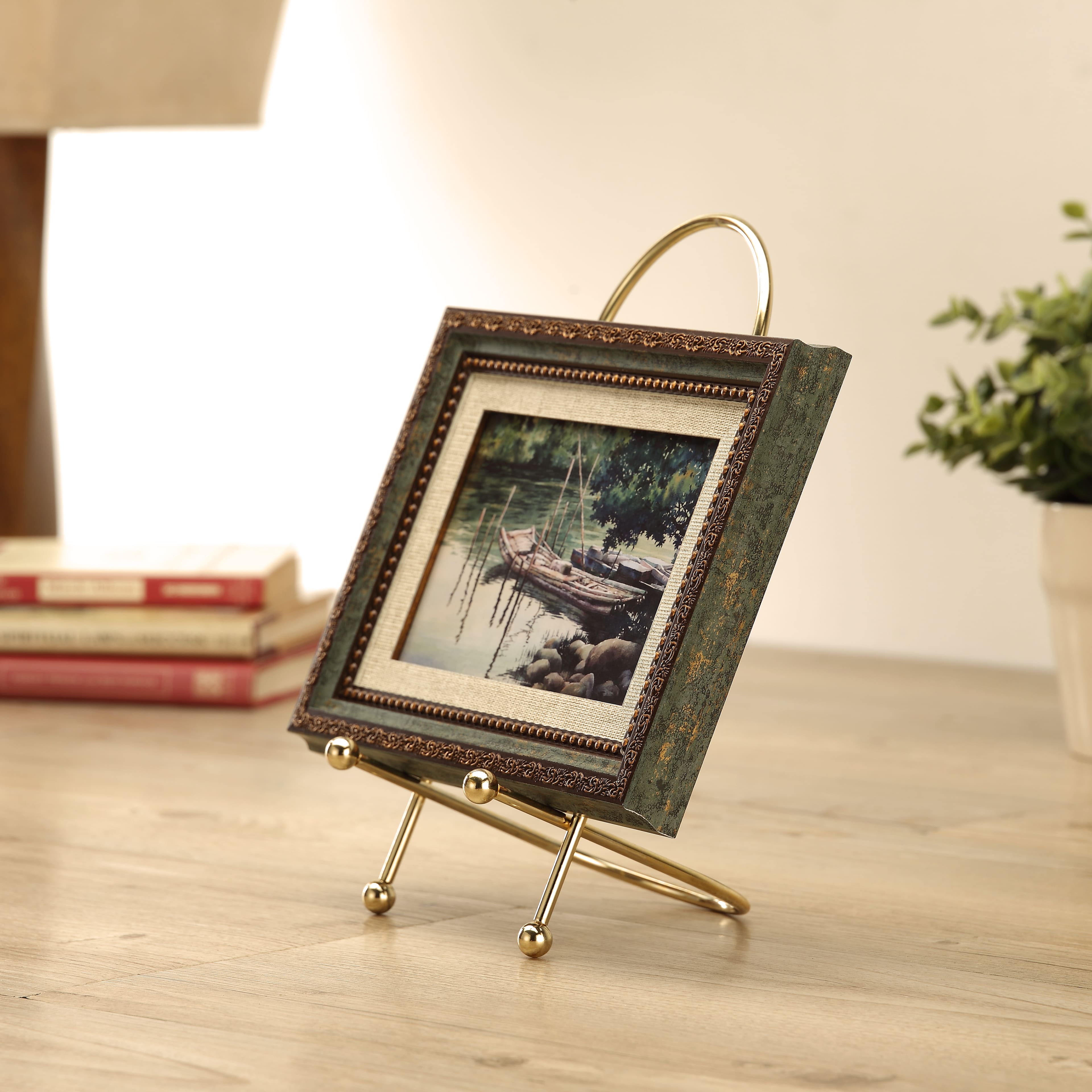 6 Pack: 9" Golden Curved Wire Photo Easel by Studio Décor®