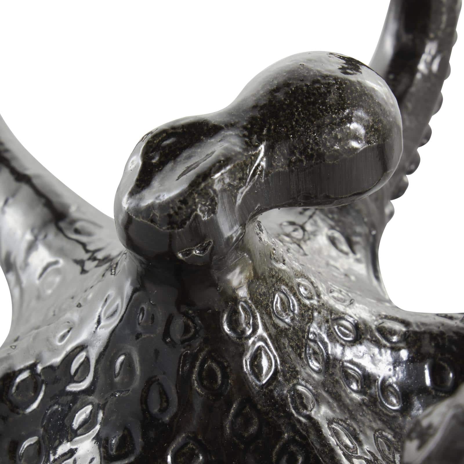 Black Aluminum Metal Octopus with Splayed Arms Sculpture Set