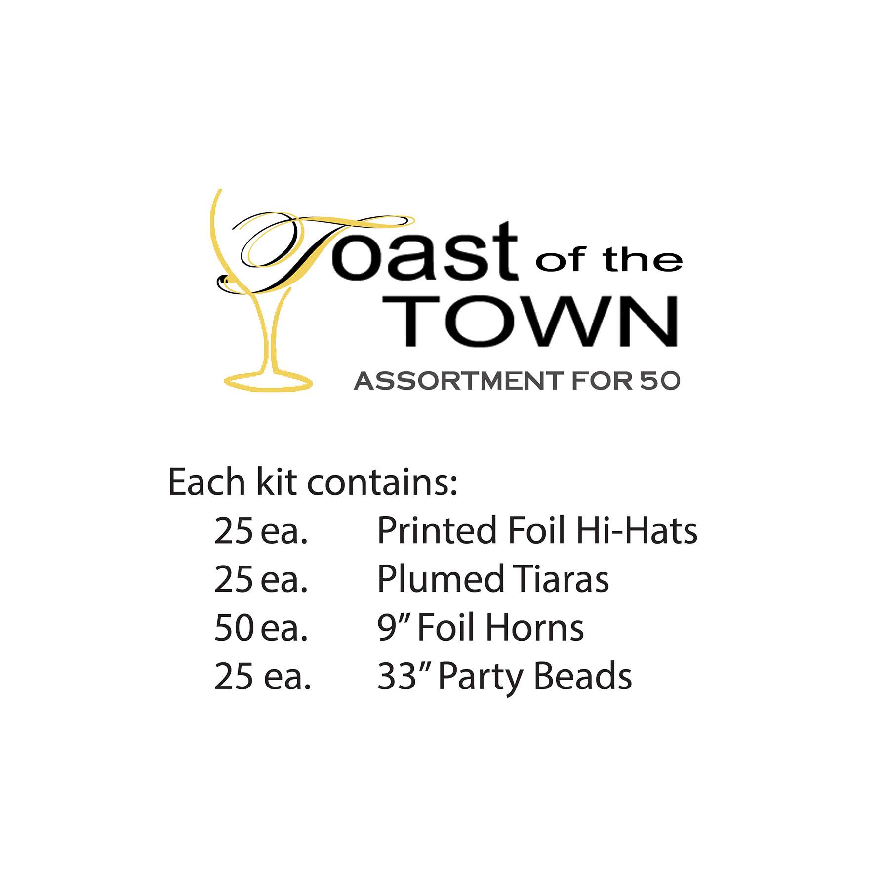 Beistle Silver, Gold & Black New Year Toast of the Town Party Favor Kit for 50