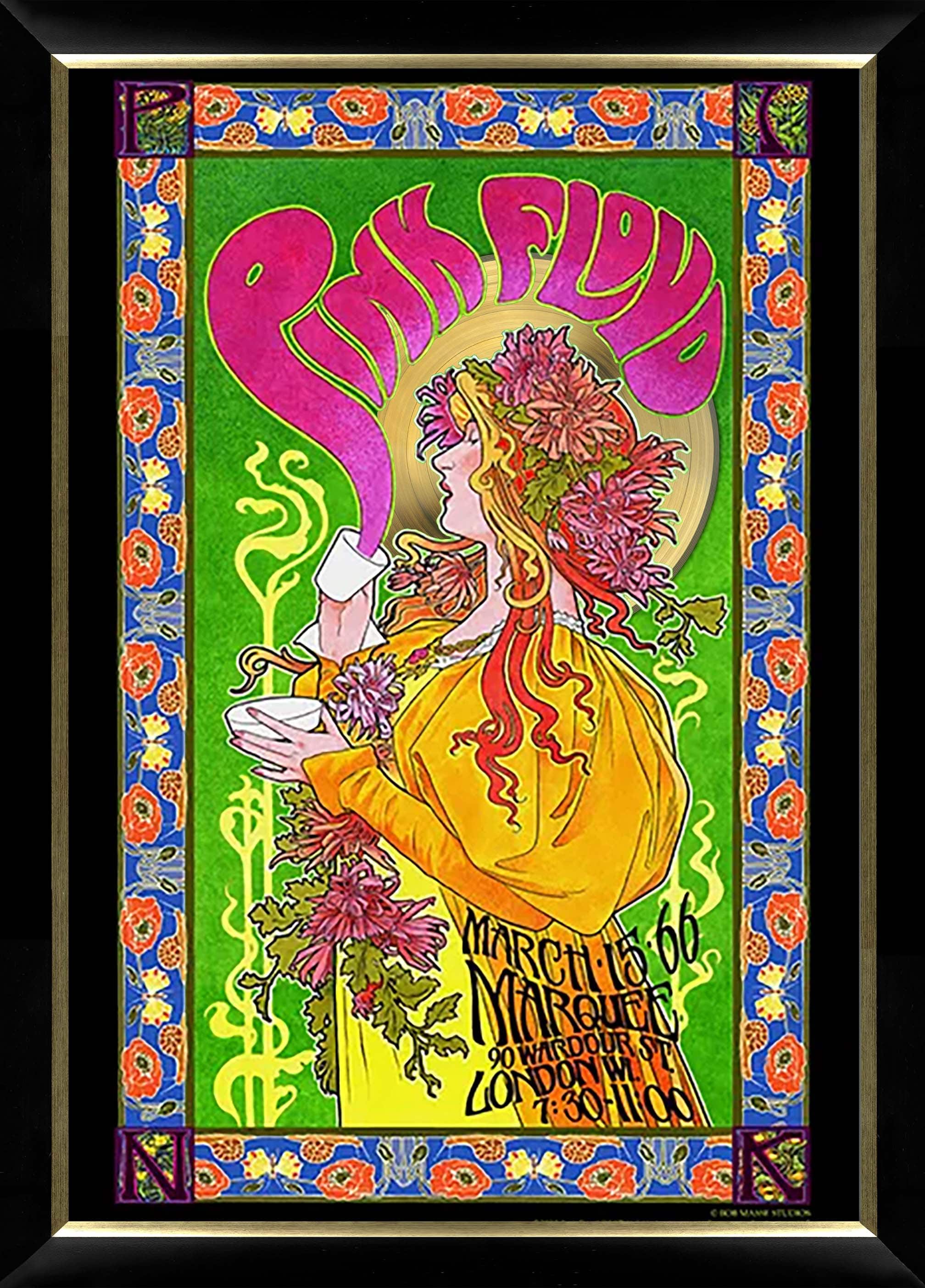 Pink Floyd Masse Framed Poster with Gold Vinyl 27.5" x 38.5"