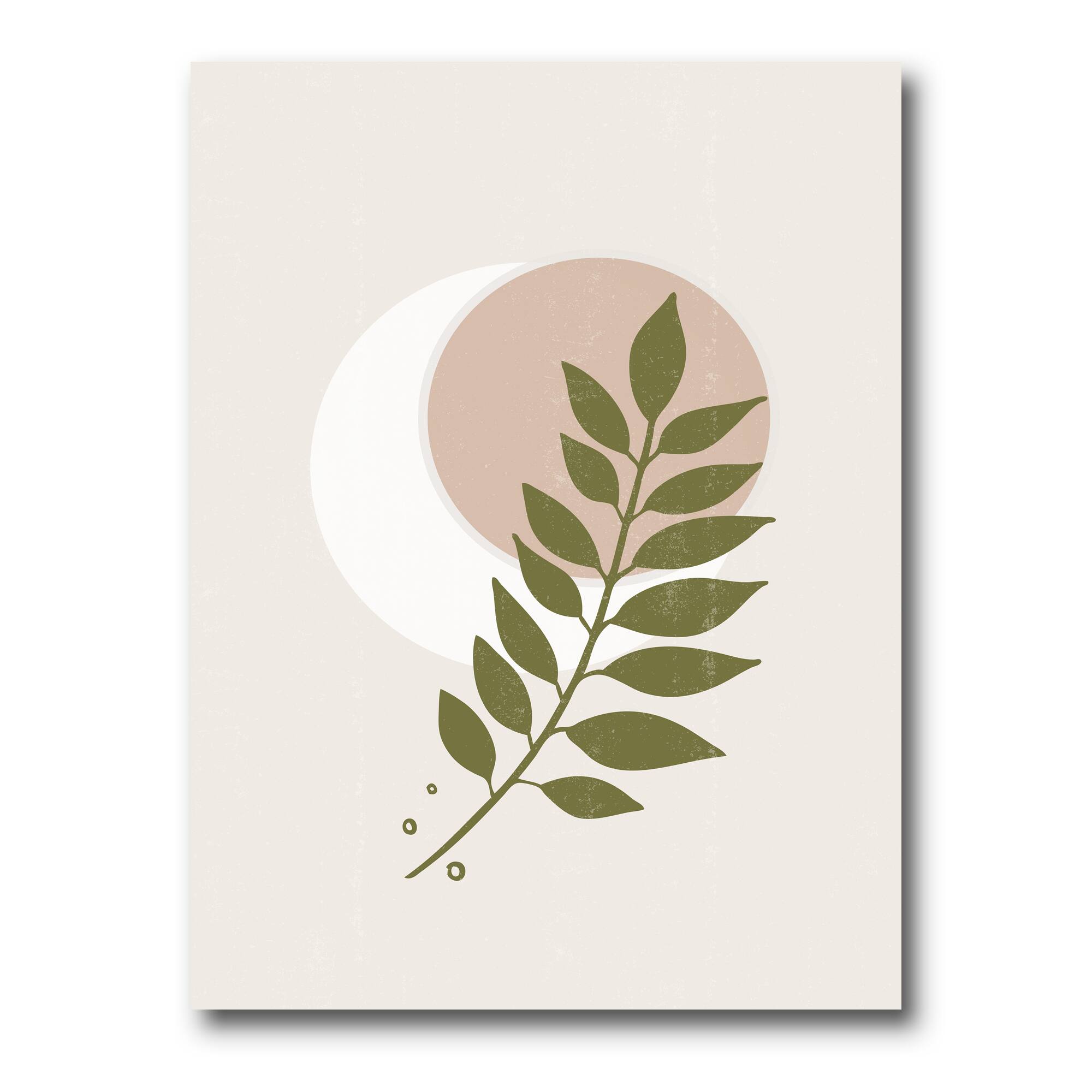 Designart - Abstract Geometrical Moon With Leaf IV - Modern Canvas Wall Art Print