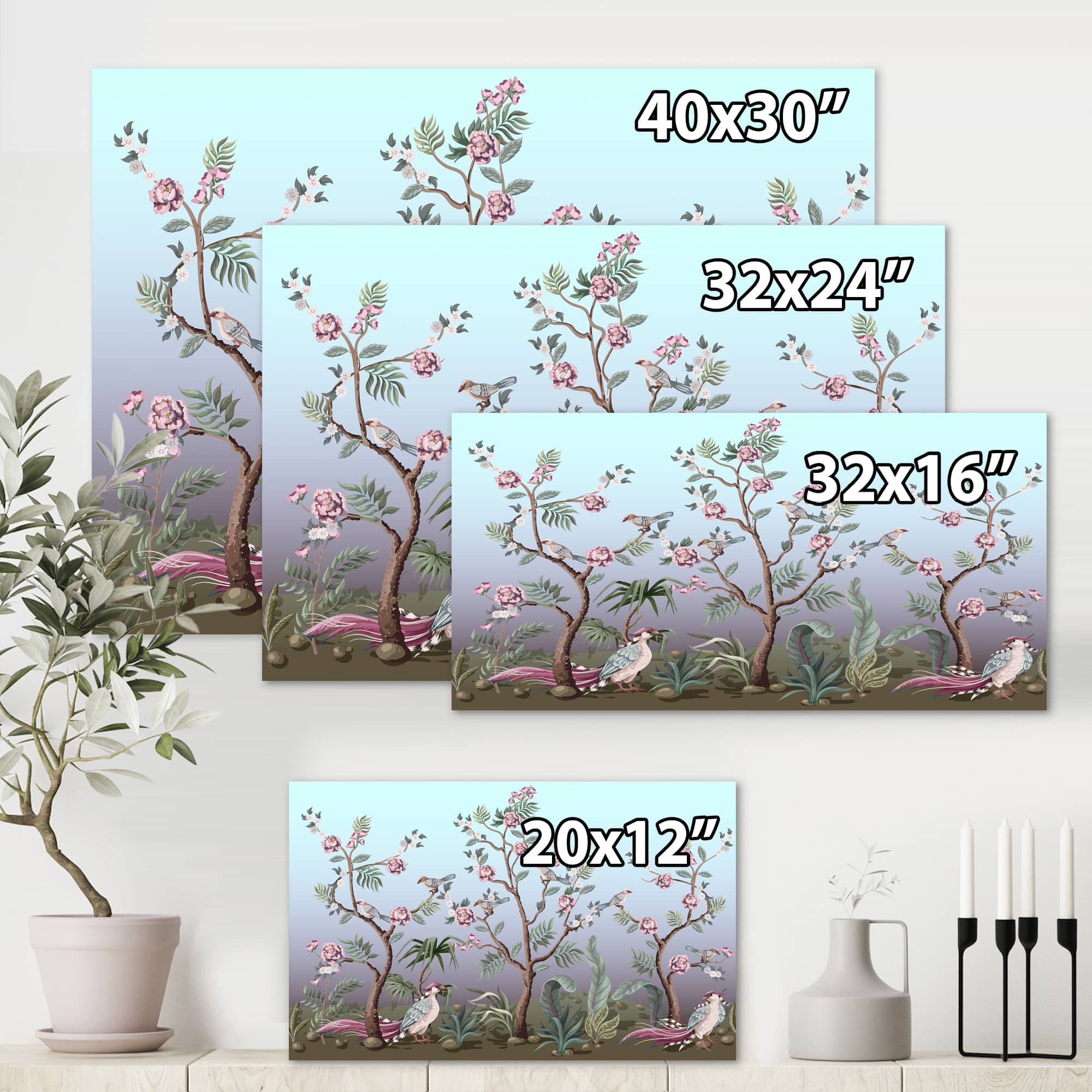Designart - Chinoiserie With Birds and Peonies II