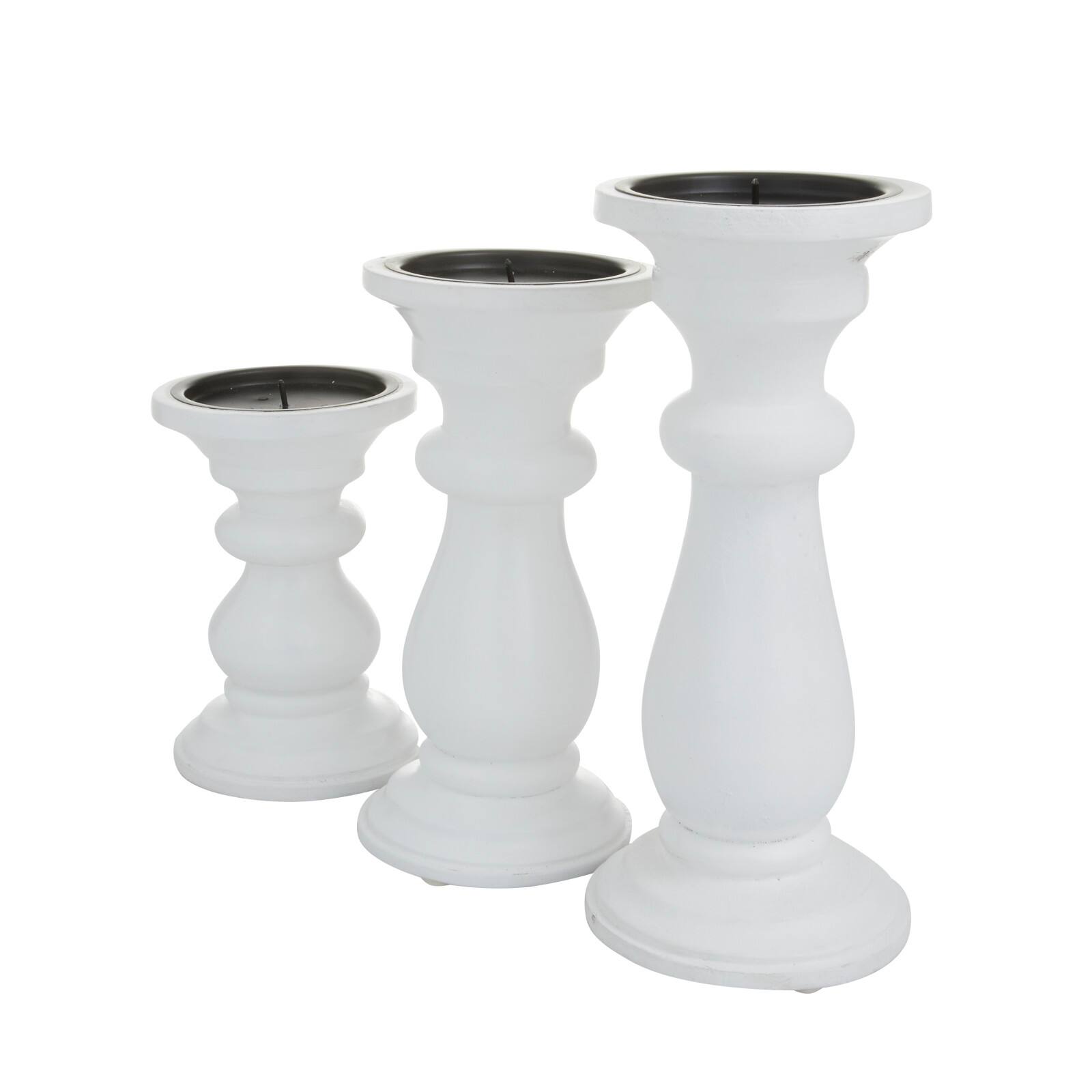 White Wood French Country Candle holder 10",8",6"