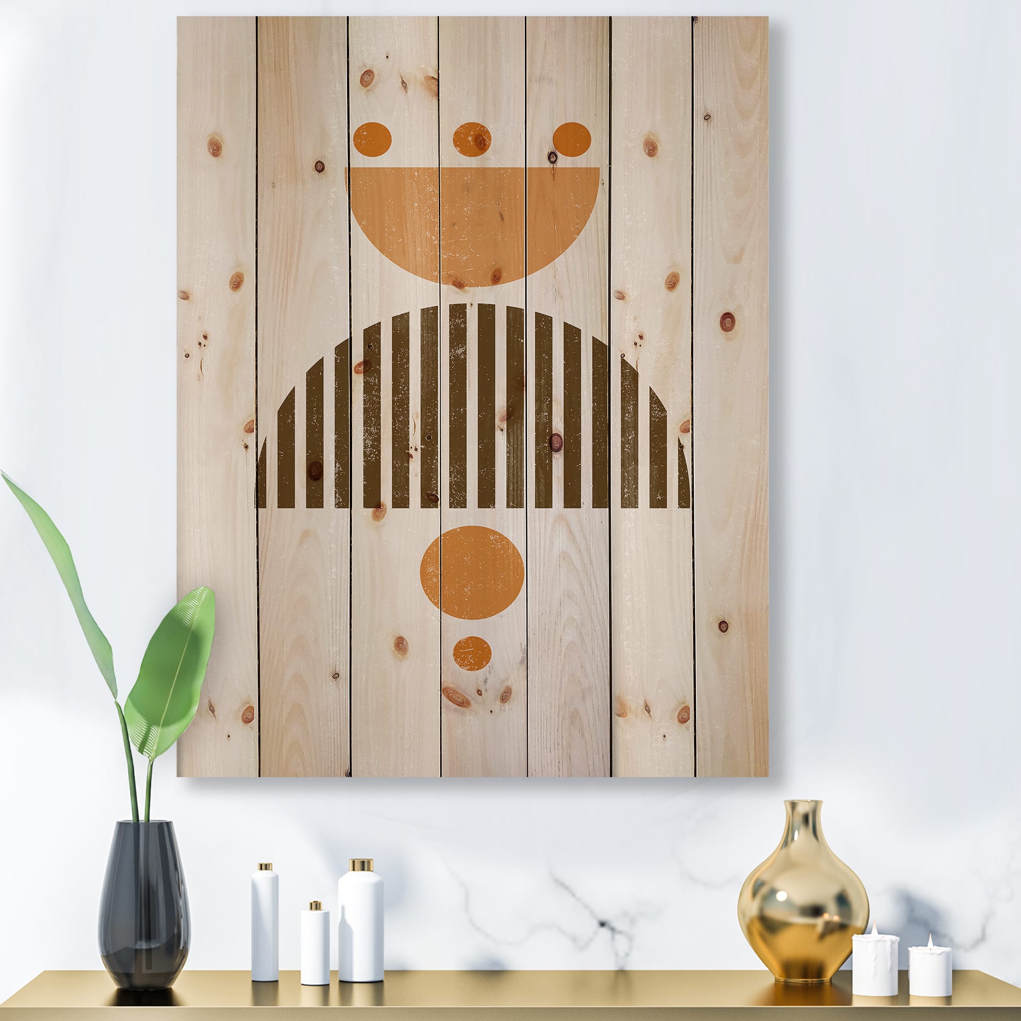 Designart - Abstract Minimal Sun and Moon In Earth Tones II