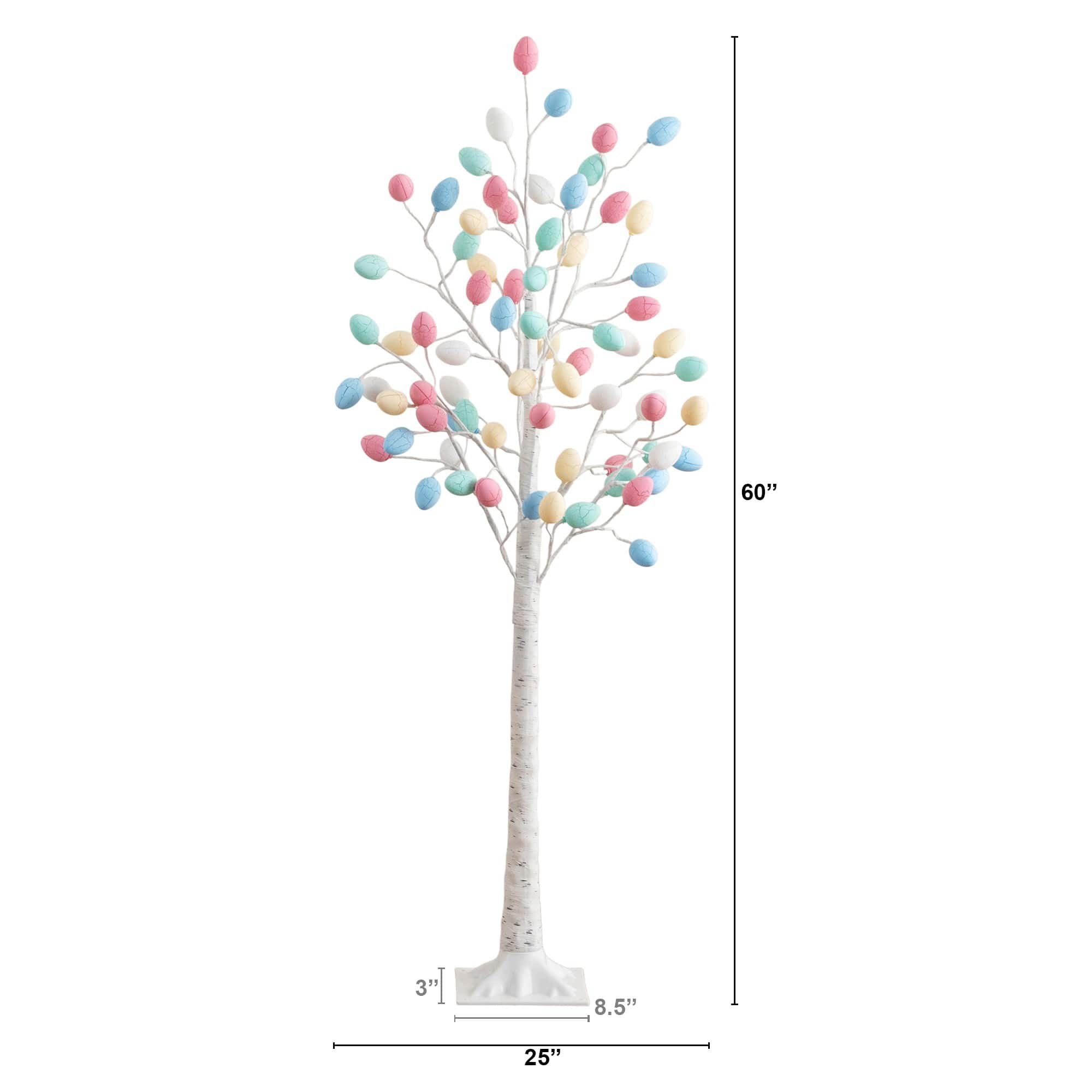 5ft. Pre-Lit Artificial Easter Twig Tree with 72 Egg Shaped LED Ornaments