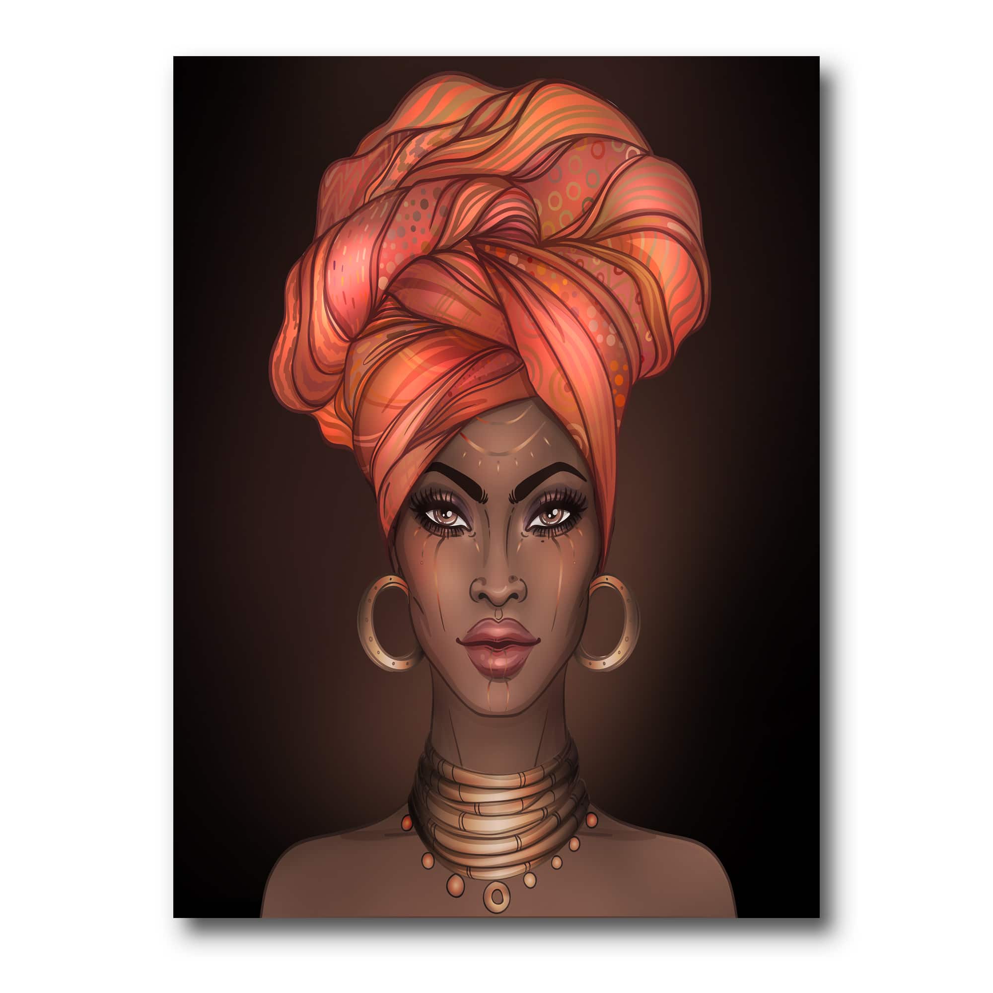 Designart - African American Woman with Turban V - Modern Canvas Wall Art Print