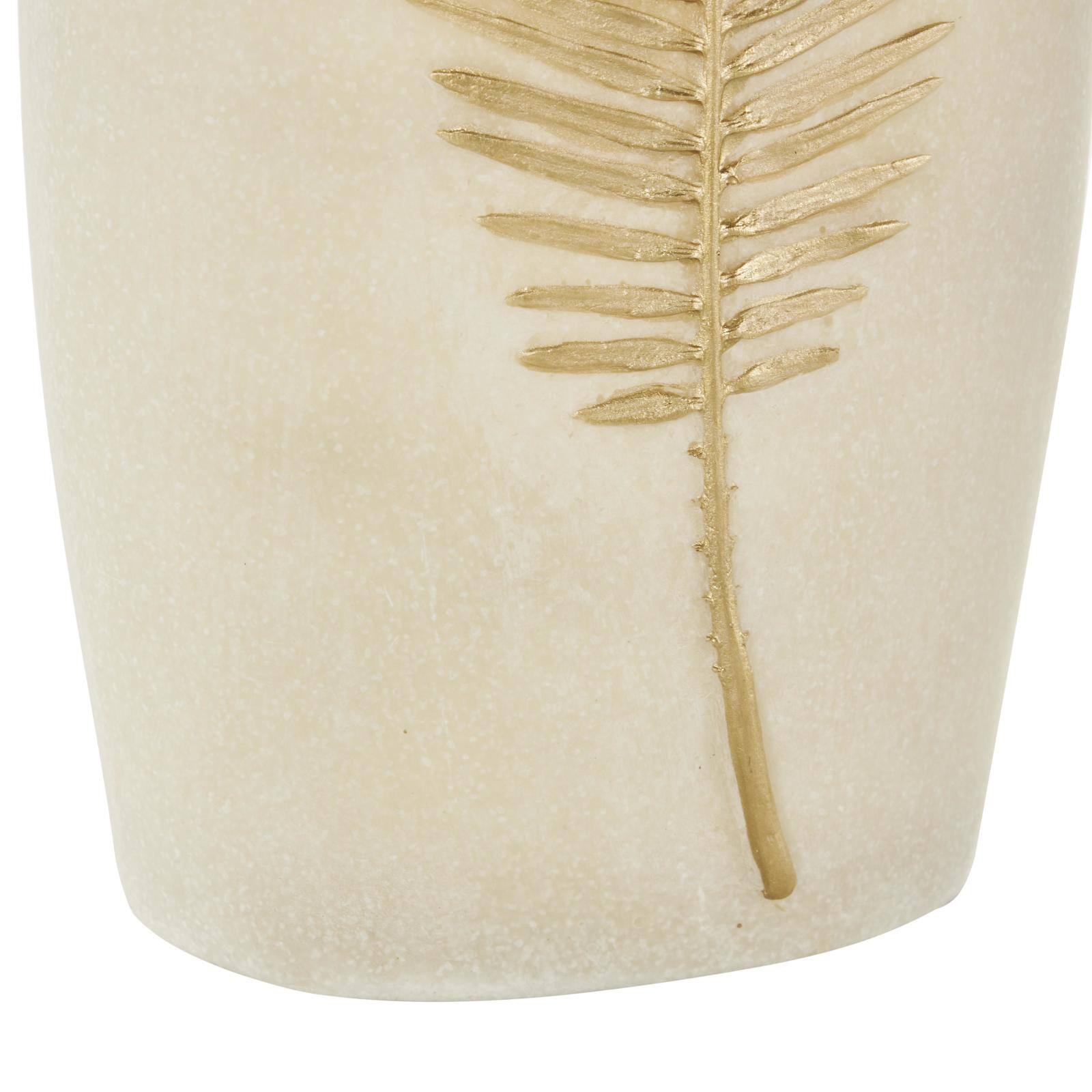 Cream Polystone Vase with Gold Leaf Relief