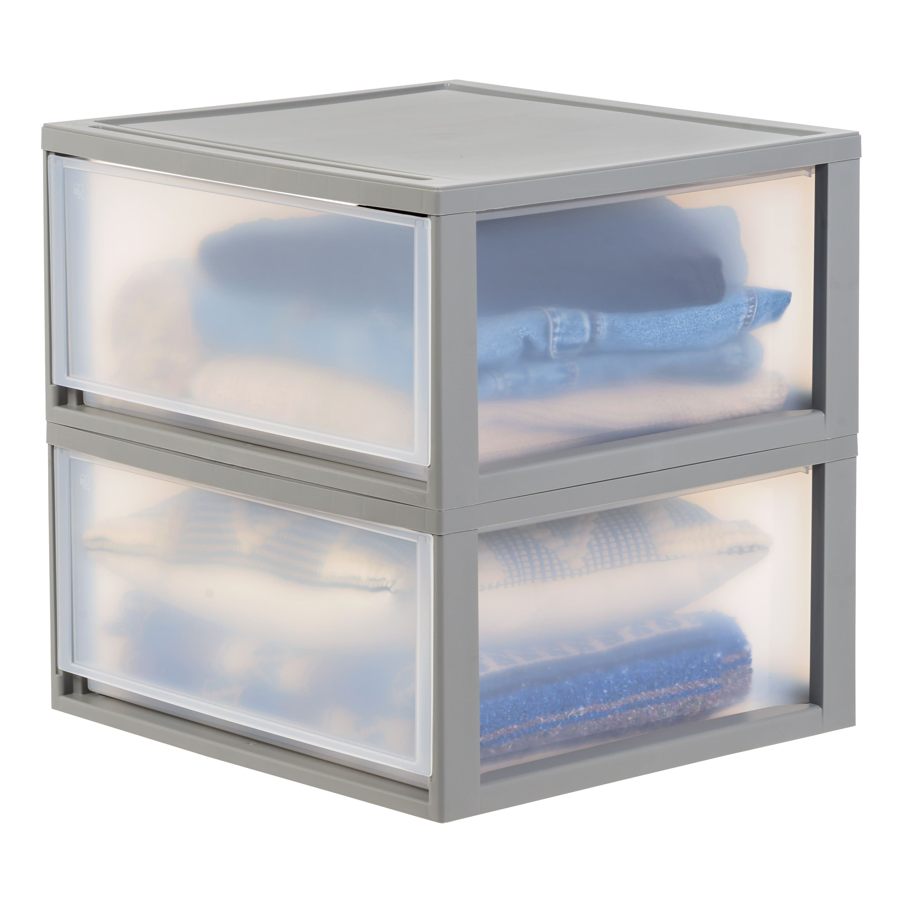 IRIS® 47qt. Gray & Clear Stacking Storage Drawers, 2ct.