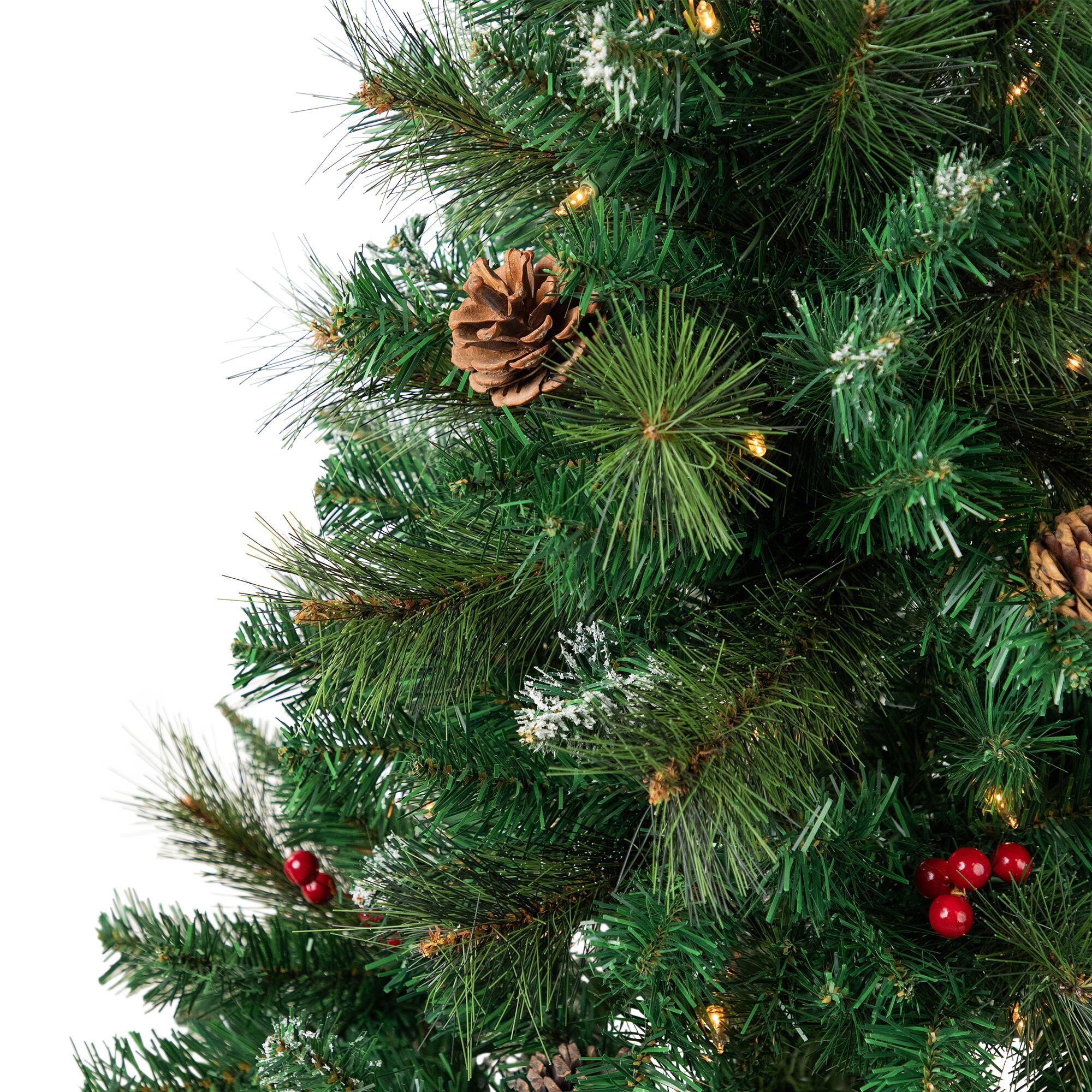 4ft. Pre-Lit Frosted Carolina Berry Spruce Artificial Christmas Tree, Clear Lights
