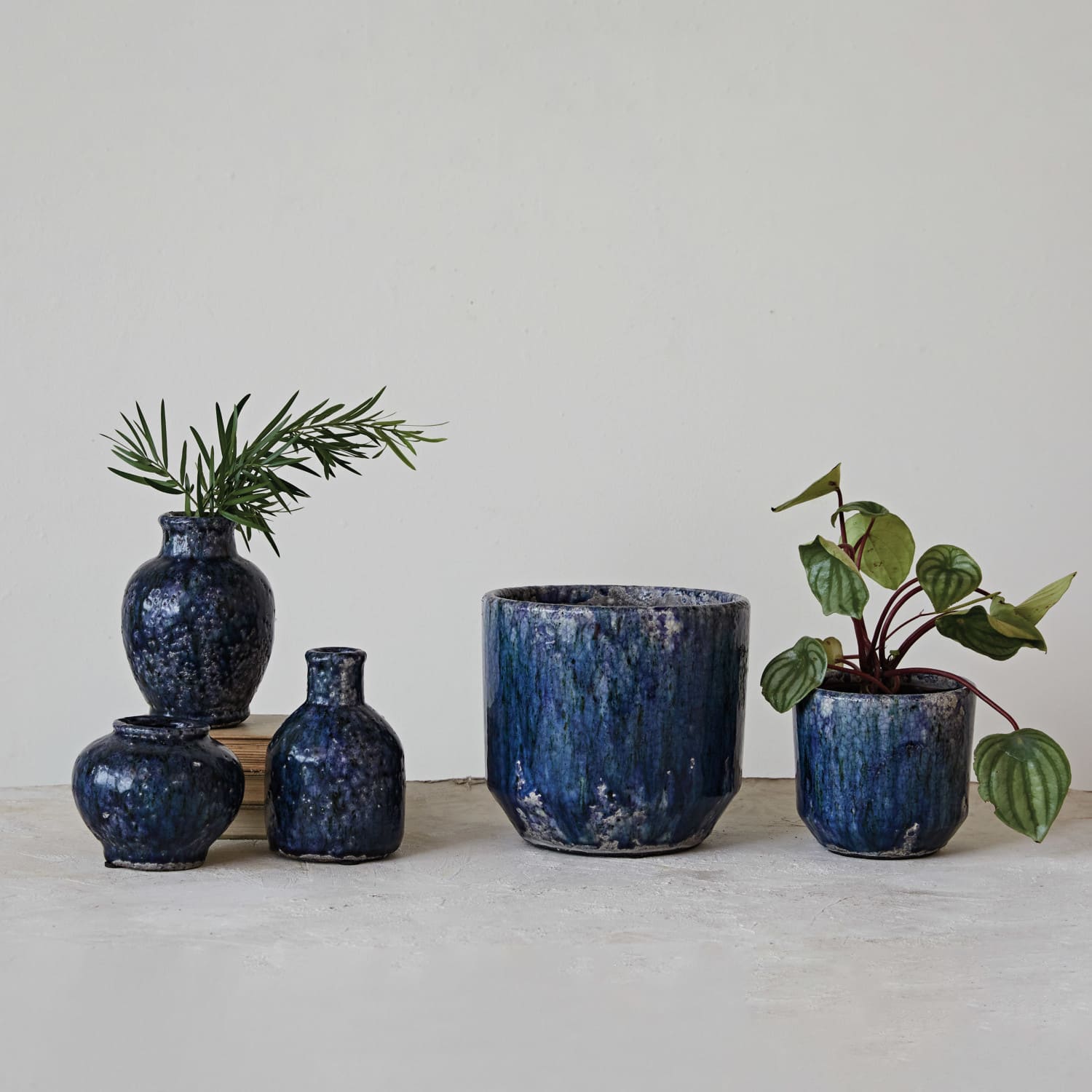 Hello Honey® 7.75" Blue Crackle Glaze Decorative Terra Cotta Planter