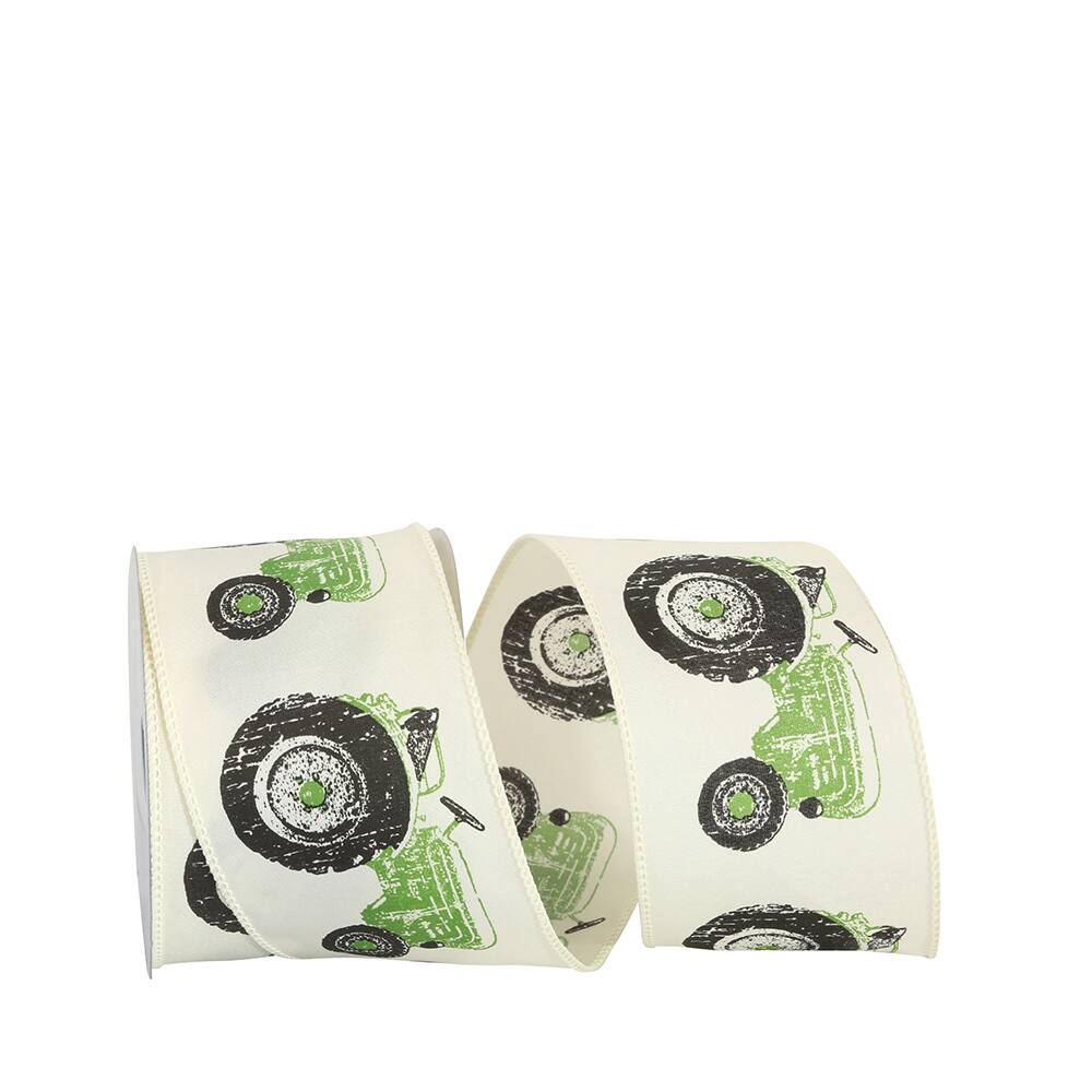 JAM Paper 2.5" x 10yd. Green Tractor Wired Ribbon