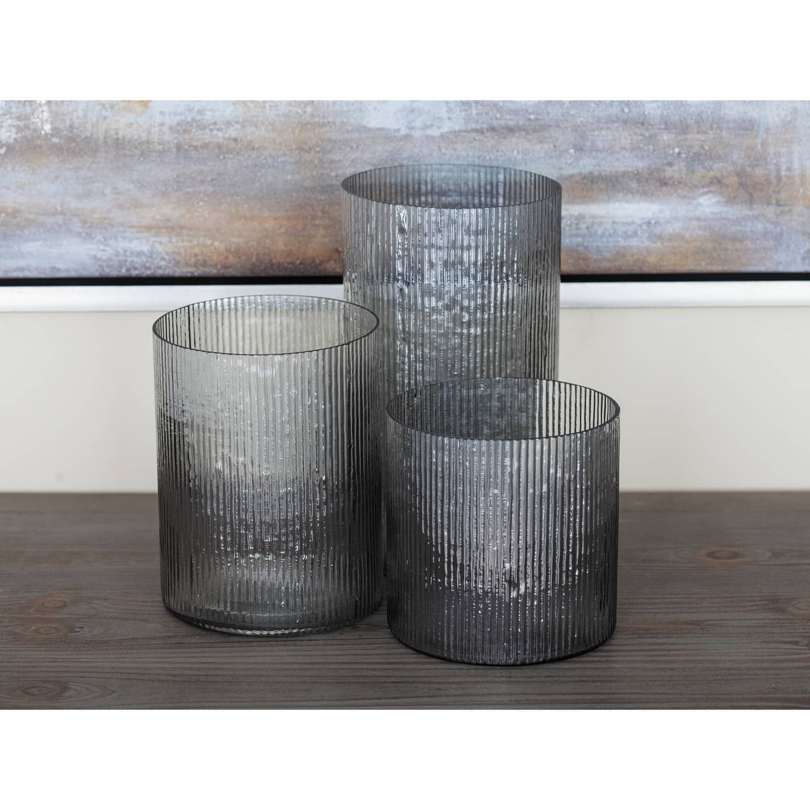 Set of 3 Clear Glass Traditional Candle Holder, 5", 7", 9"