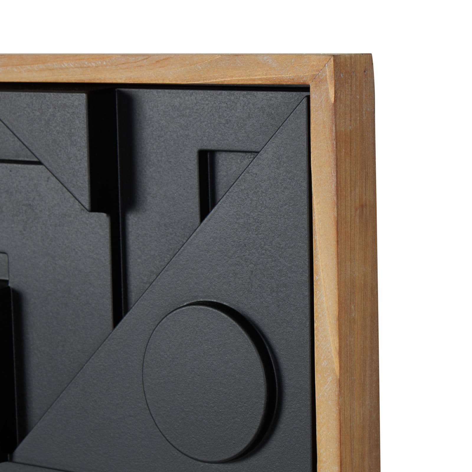 24" x 24" Black Wood Geometric Dimensional Layered Shape with Brown Frame Wall Décor