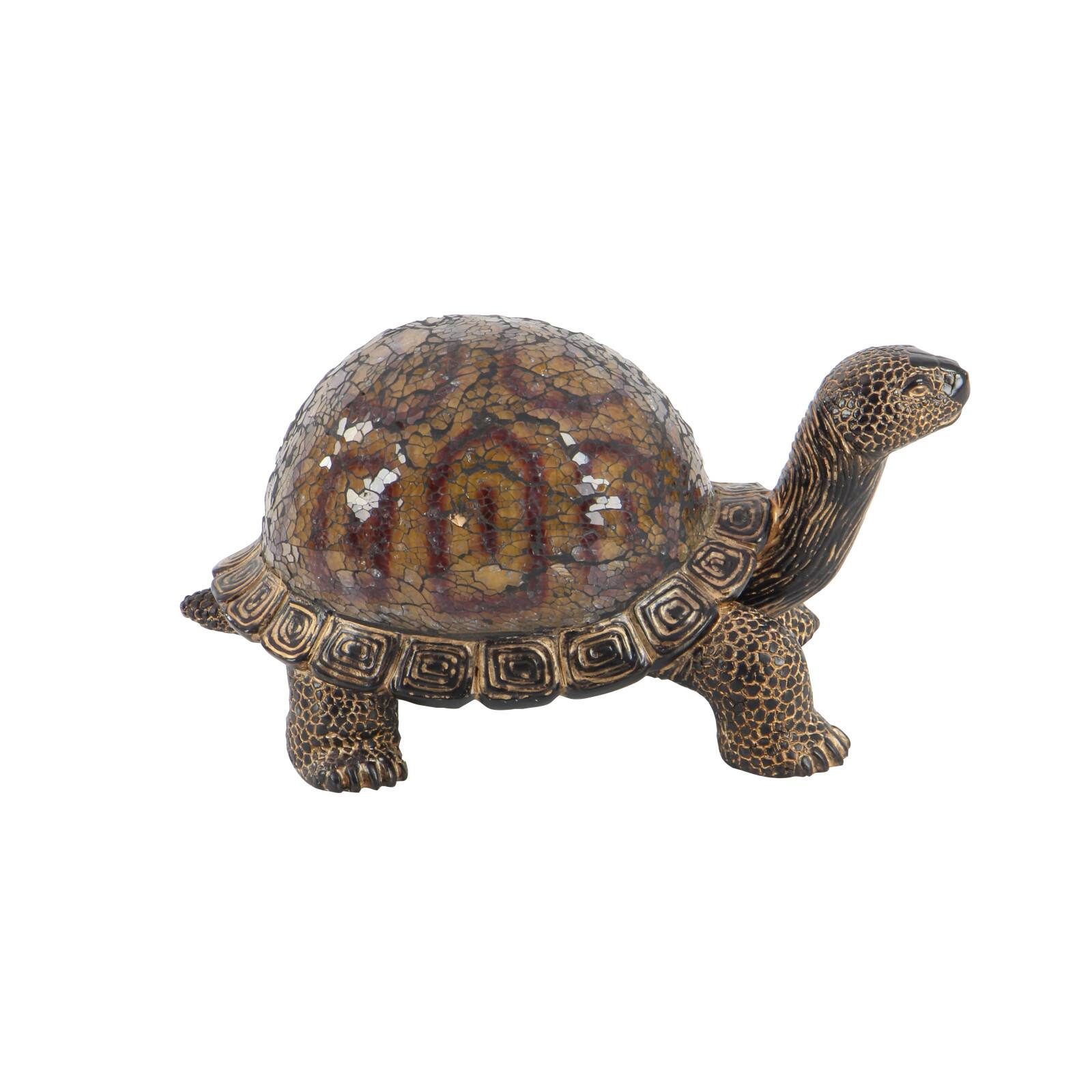 Brown Polystone Coastal Sculpture, Turtle 6" x 11" x 6"