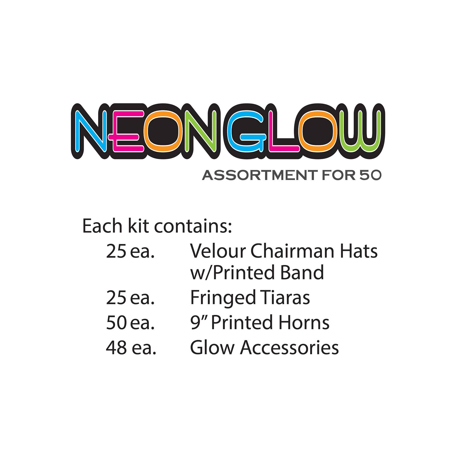 Beistle Neon Glow New Year Chairman Party Favor Kit for 50