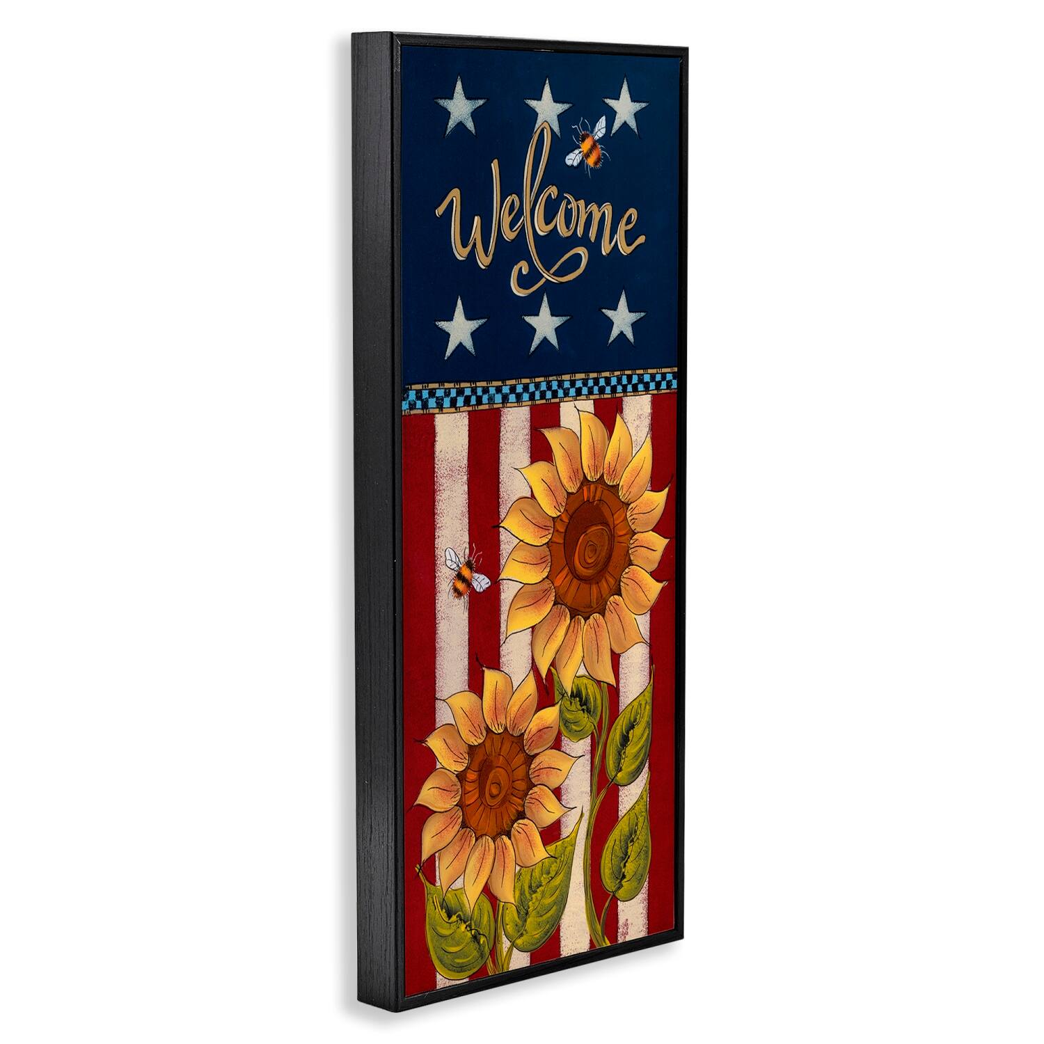 Stupell Industries Americana Welcome Country Sunflowers Framed Giclee Art