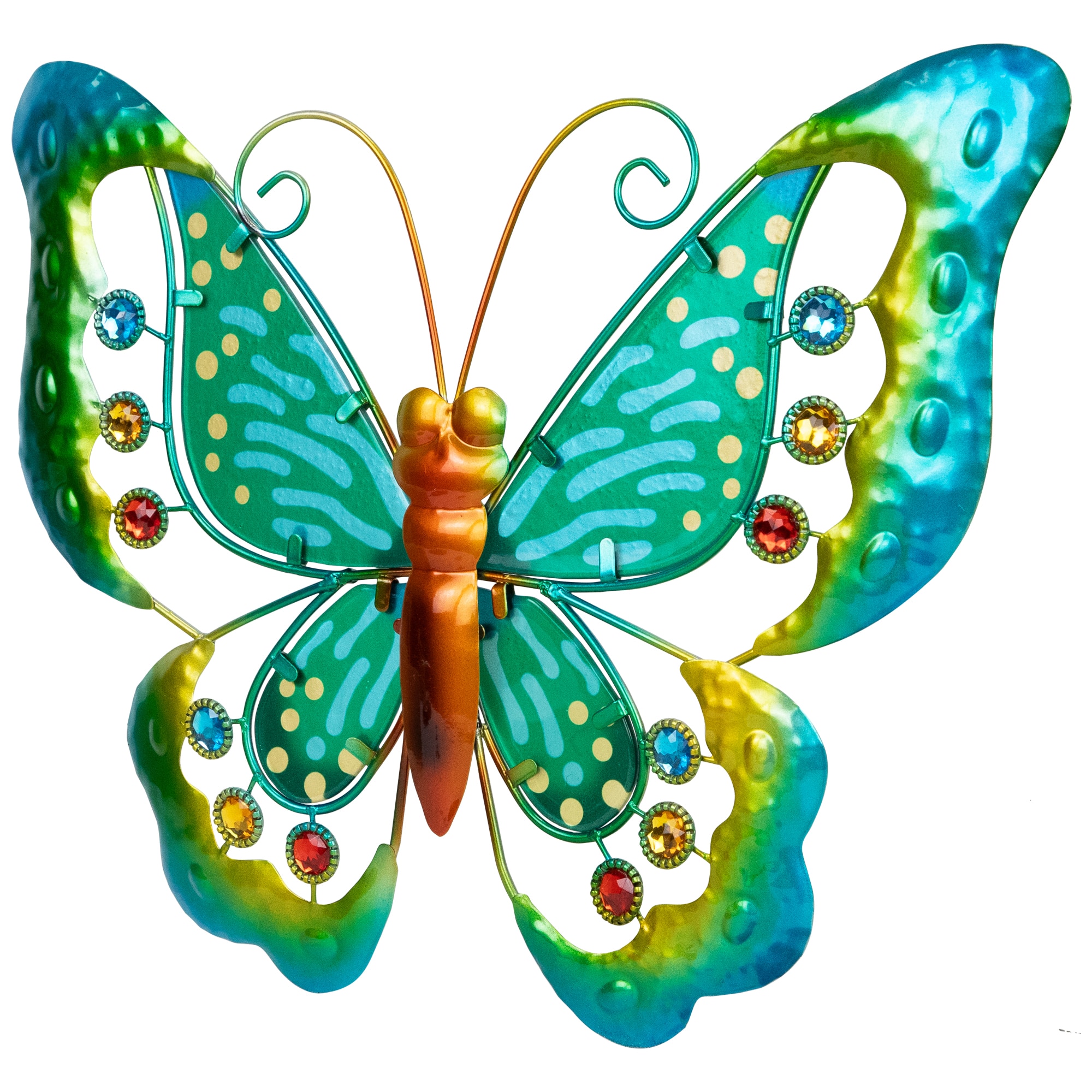 12" Green Metal Butterfly Outdoor Garden Wall Hanging