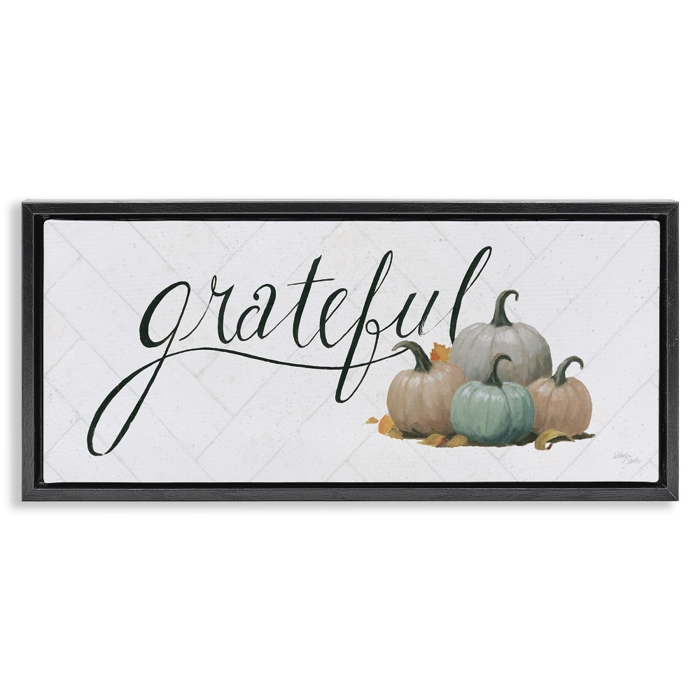 Stupell Industries Grateful with Pumpkins Floater Framed Art