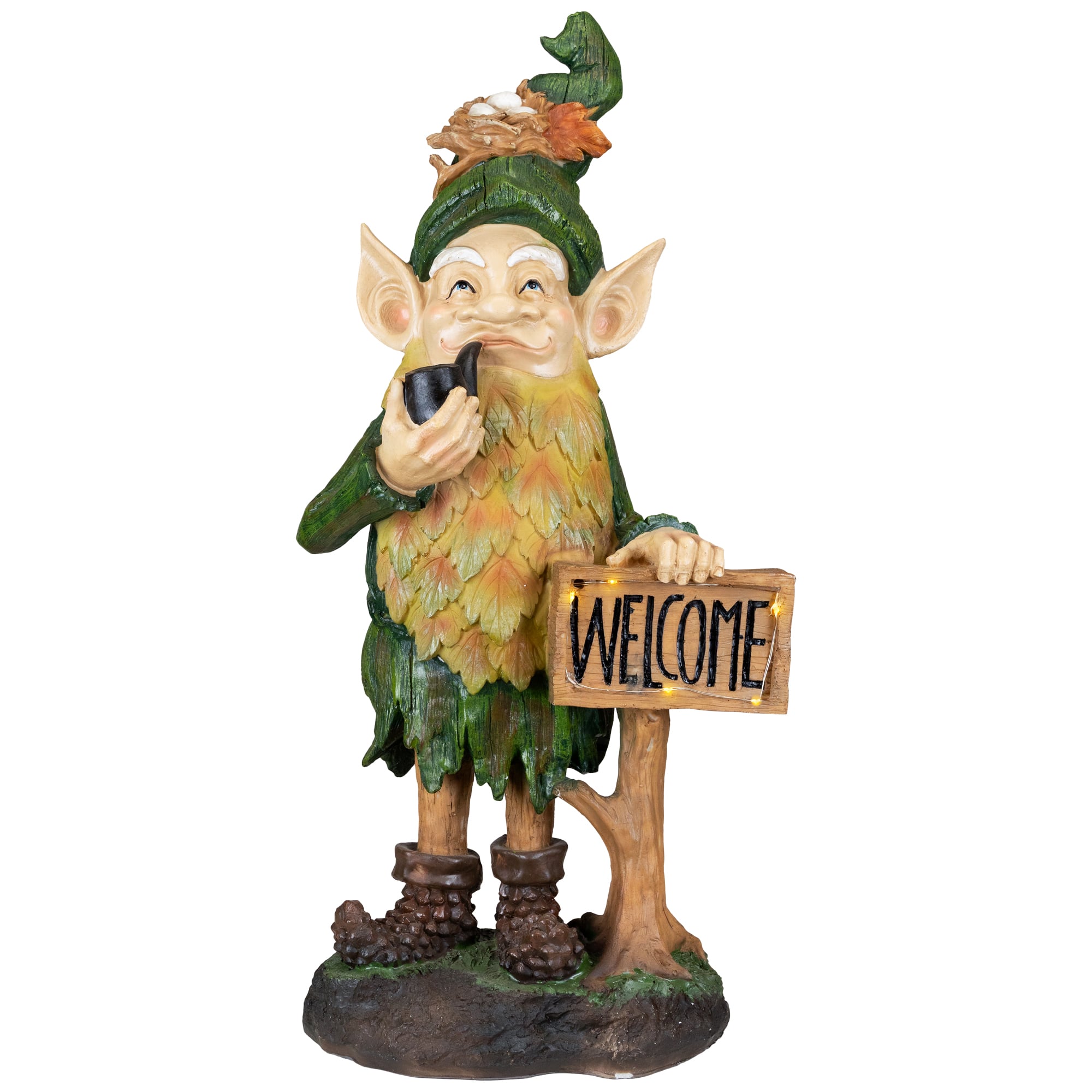 LED Solar Lighted Welcome Gnome Outdoor Garden Statue - 23.75"