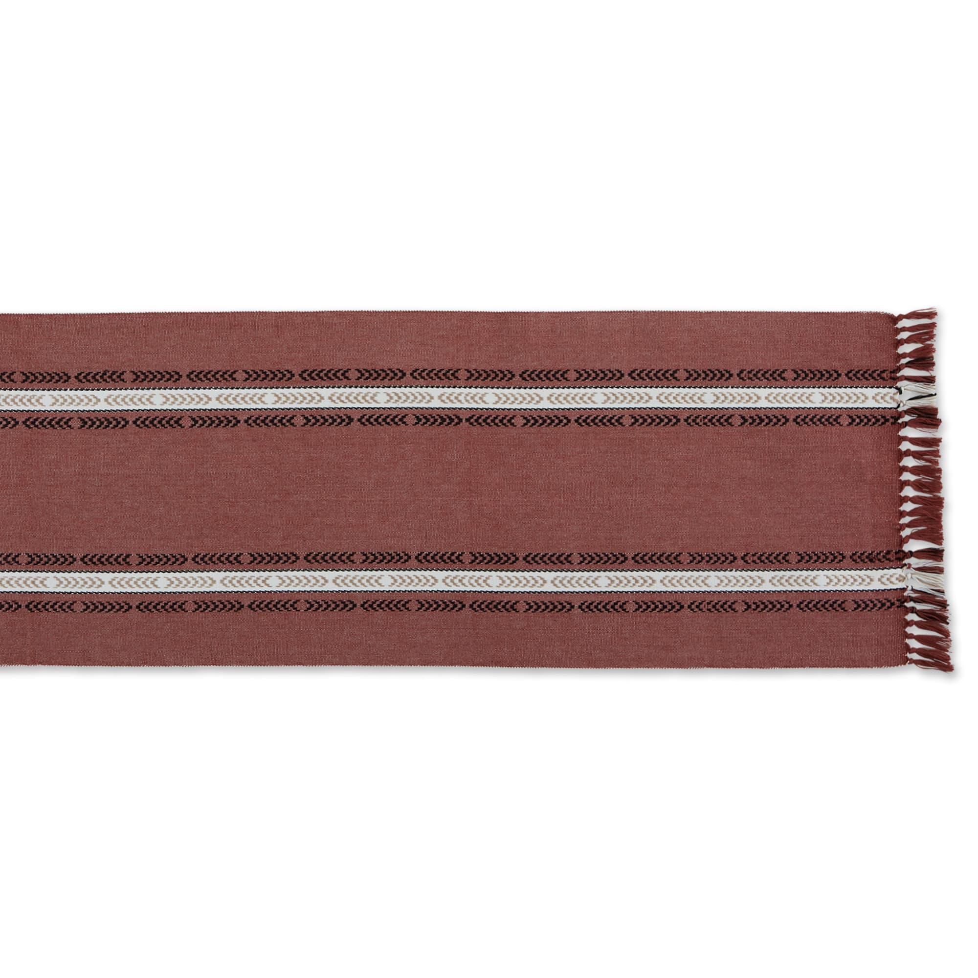 DII® 108" Dobby Striped Fringe Ribbed Table Runner